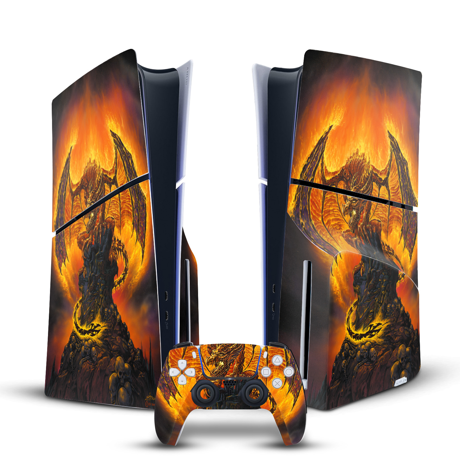 ED BEARD JR DRAGONS VINYL SKIN FOR SONY PS5 SLIM DISC CONSOLE & CONTROLLER