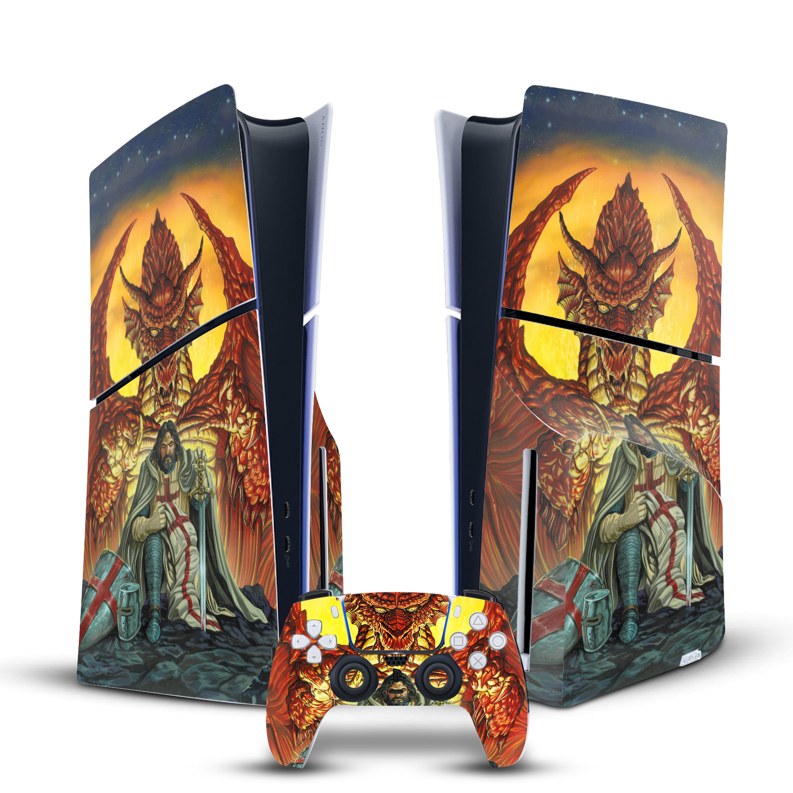 ED BEARD JR DRAGONS VINYL SKIN FOR SONY PS5 SLIM DISC CONSOLE & CONTROLLER