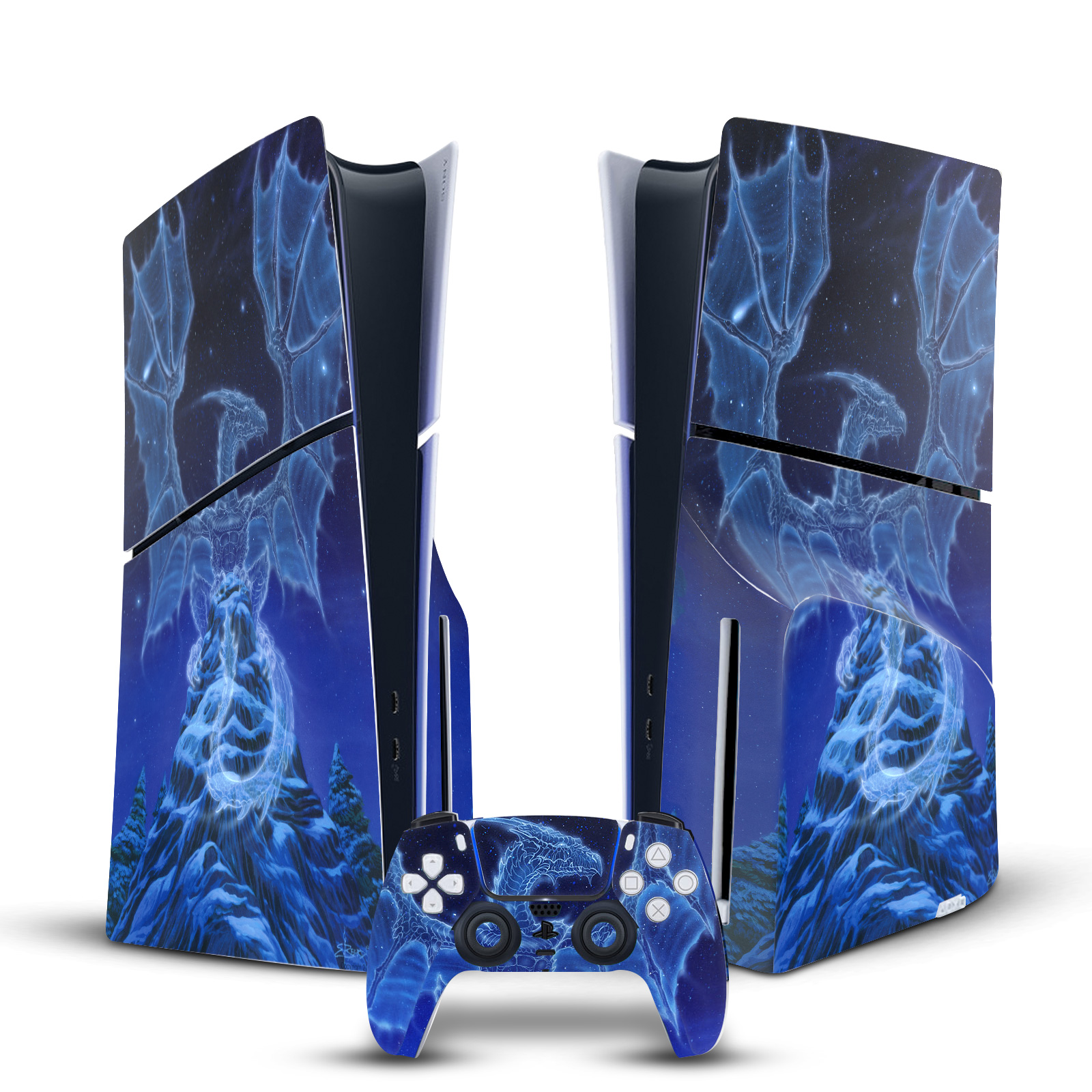 ED BEARD JR DRAGONS VINYL SKIN FOR SONY PS5 SLIM DISC CONSOLE & CONTROLLER