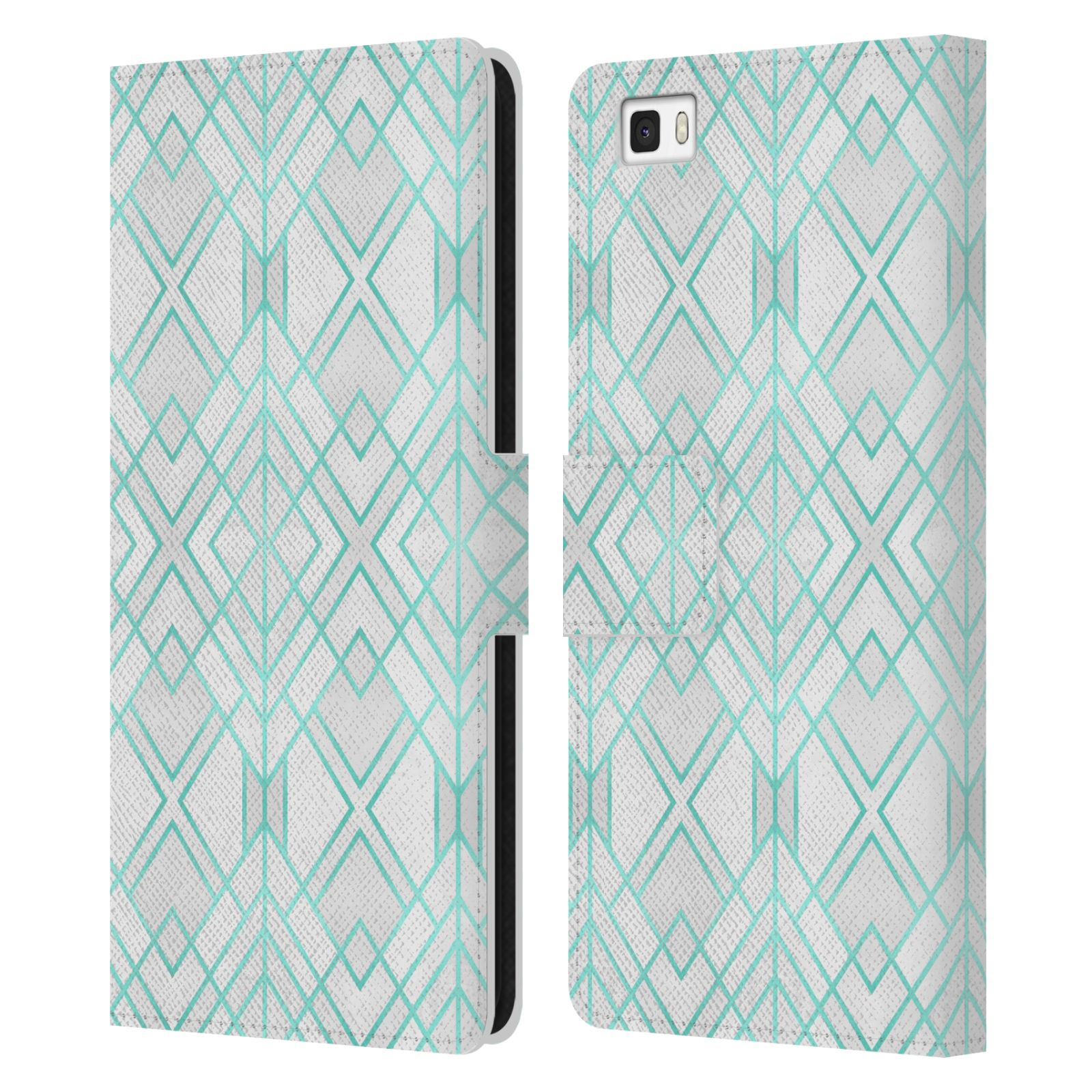 ELISABETH FREDRIKSSON GEOMETRIC PATTERN LEATHER BOOK CASE FOR HUAWEI PHONES 2 - Picture 7 of 7