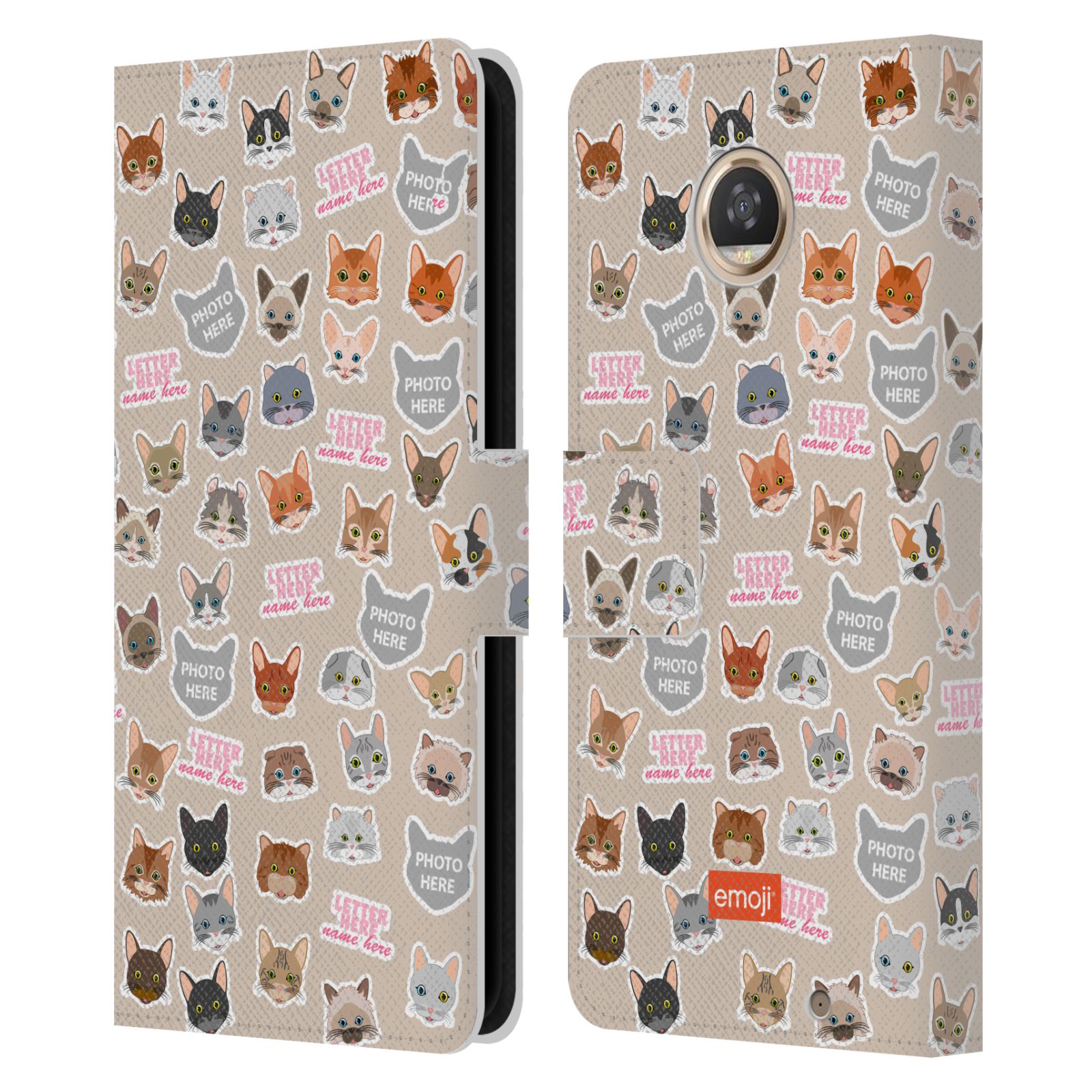 CUSTOM PERSONALIZED EMOJI® PATTERNS LEATHER BOOK WALLET CASE FOR MOTOROLA PHONES - Picture 8 of 16