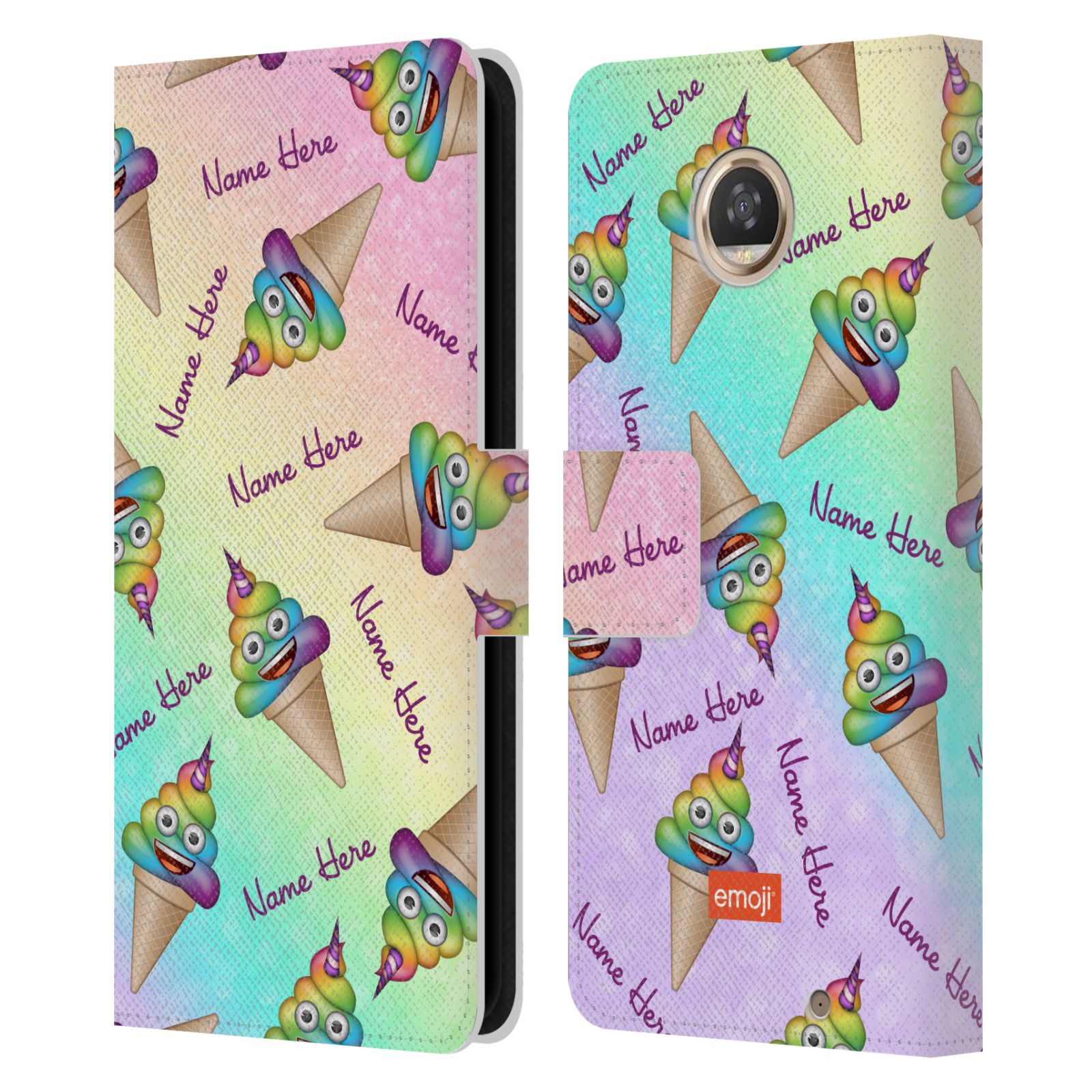 CUSTOM PERSONALIZED EMOJI® PATTERNS LEATHER BOOK WALLET CASE FOR MOTOROLA PHONES - Picture 15 of 16