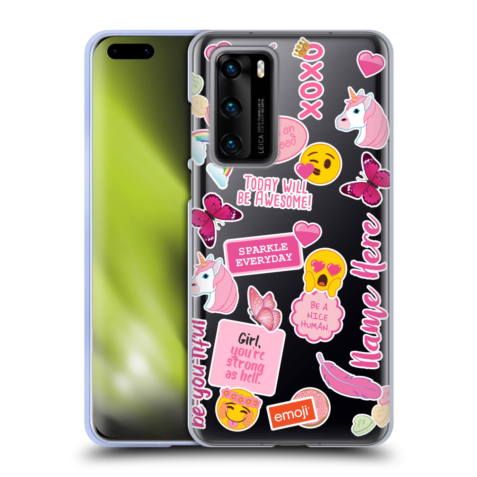 CUSTOM CUSTOMIZED PERSONALIZED EMOJI® PATTERNS SOFT GEL CASE FOR HUAWEI PHONES 4