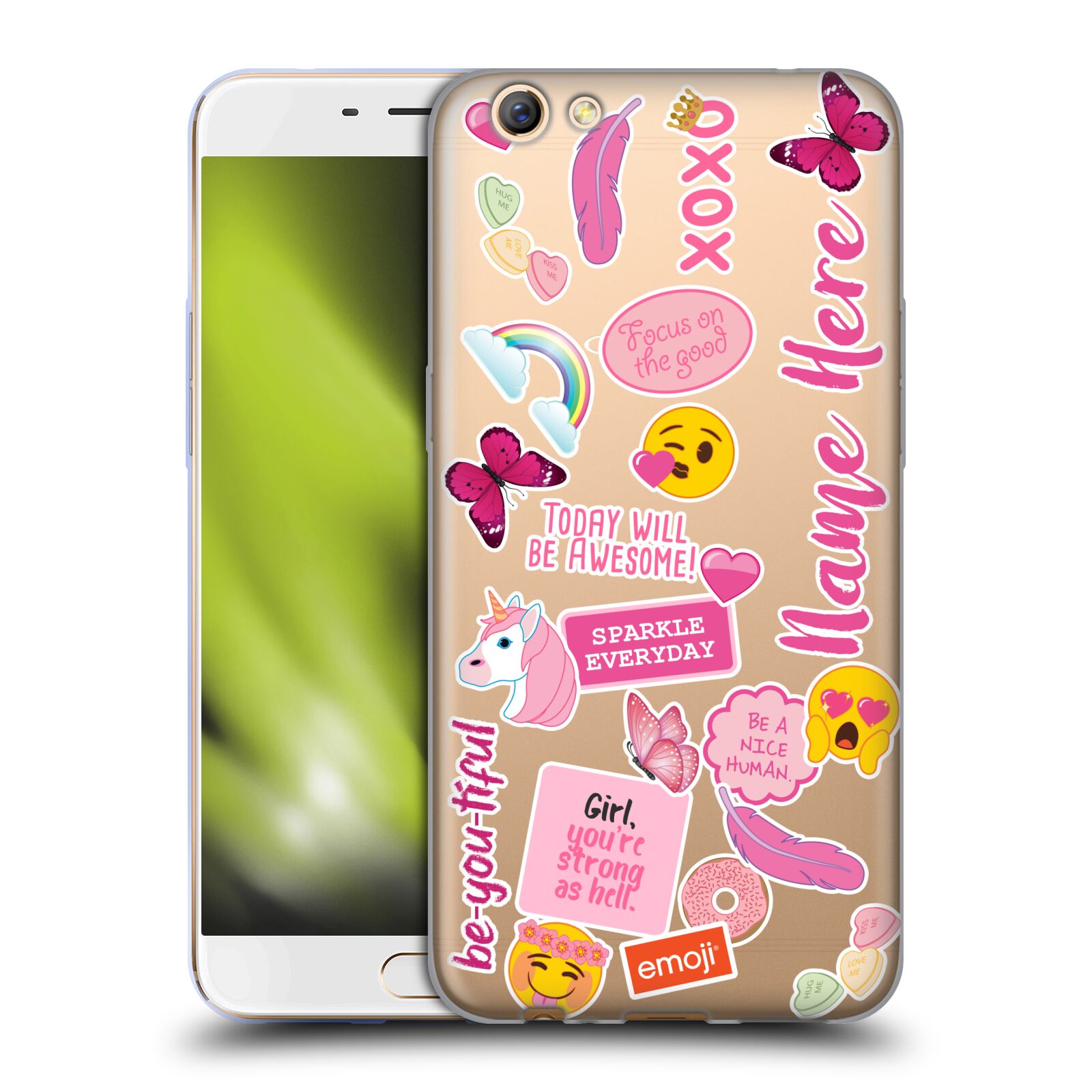 CUSTOM CUSTOMIZED PERSONALIZED EMOJI® PATTERNS SOFT GEL CASE FOR OPPO PHONES