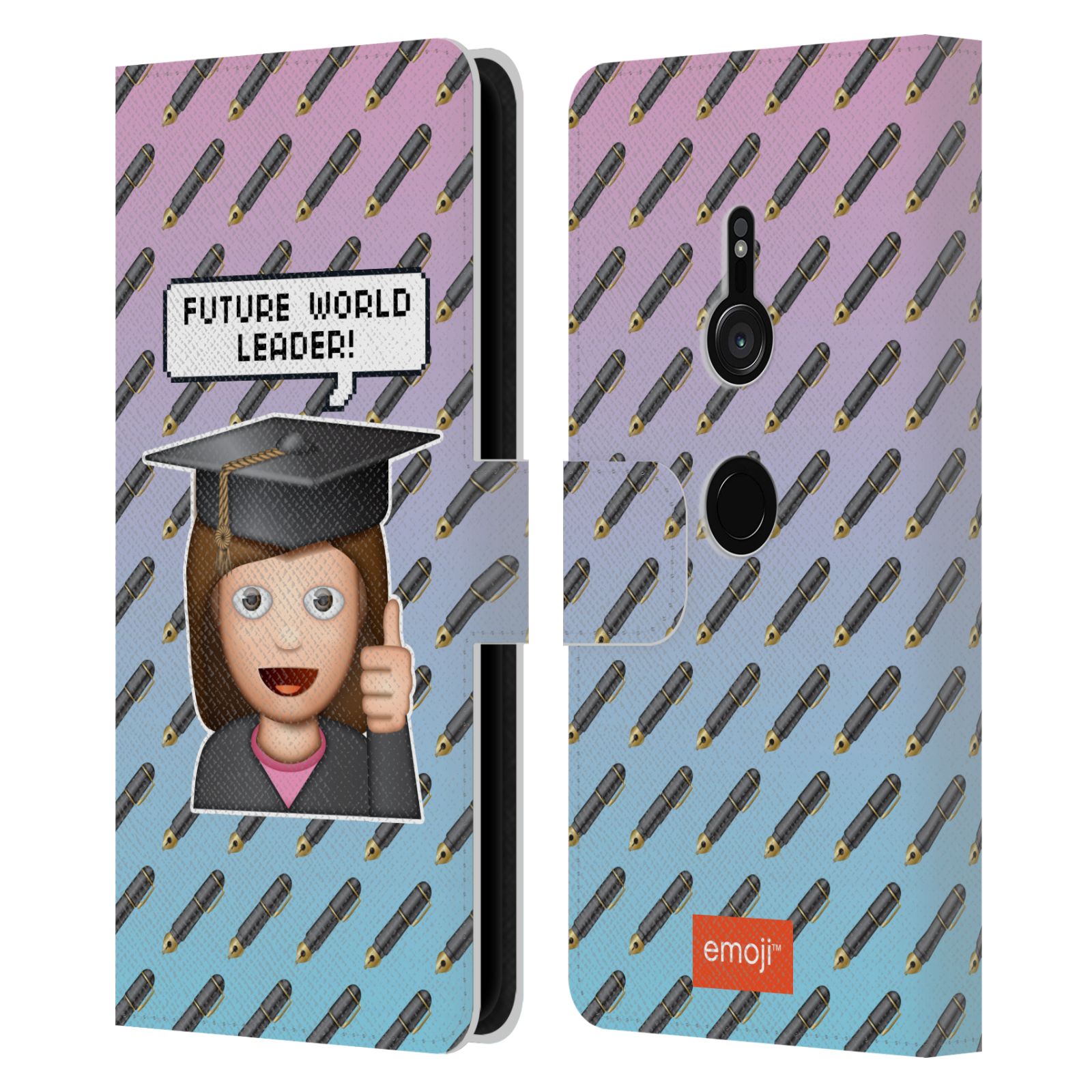 OFFICIAL emoji® GRADUATION LEATHER BOOK CASE FOR SONY PHONES 1 - Picture 8 of 11