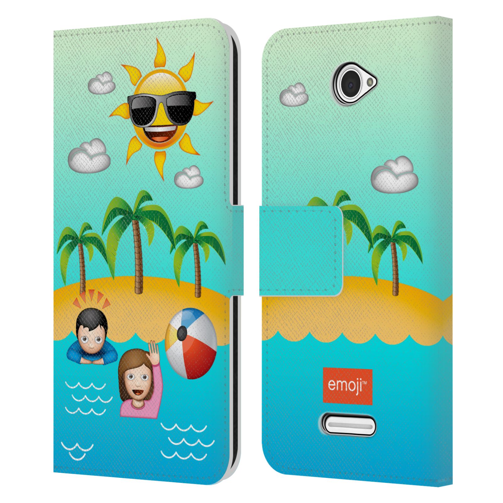 OFFICIAL EMOJI HAPPY SUMMER LEATHER BOOK WALLET CASE COVER FOR SONY PHONES 2 - Picture 7 of 16