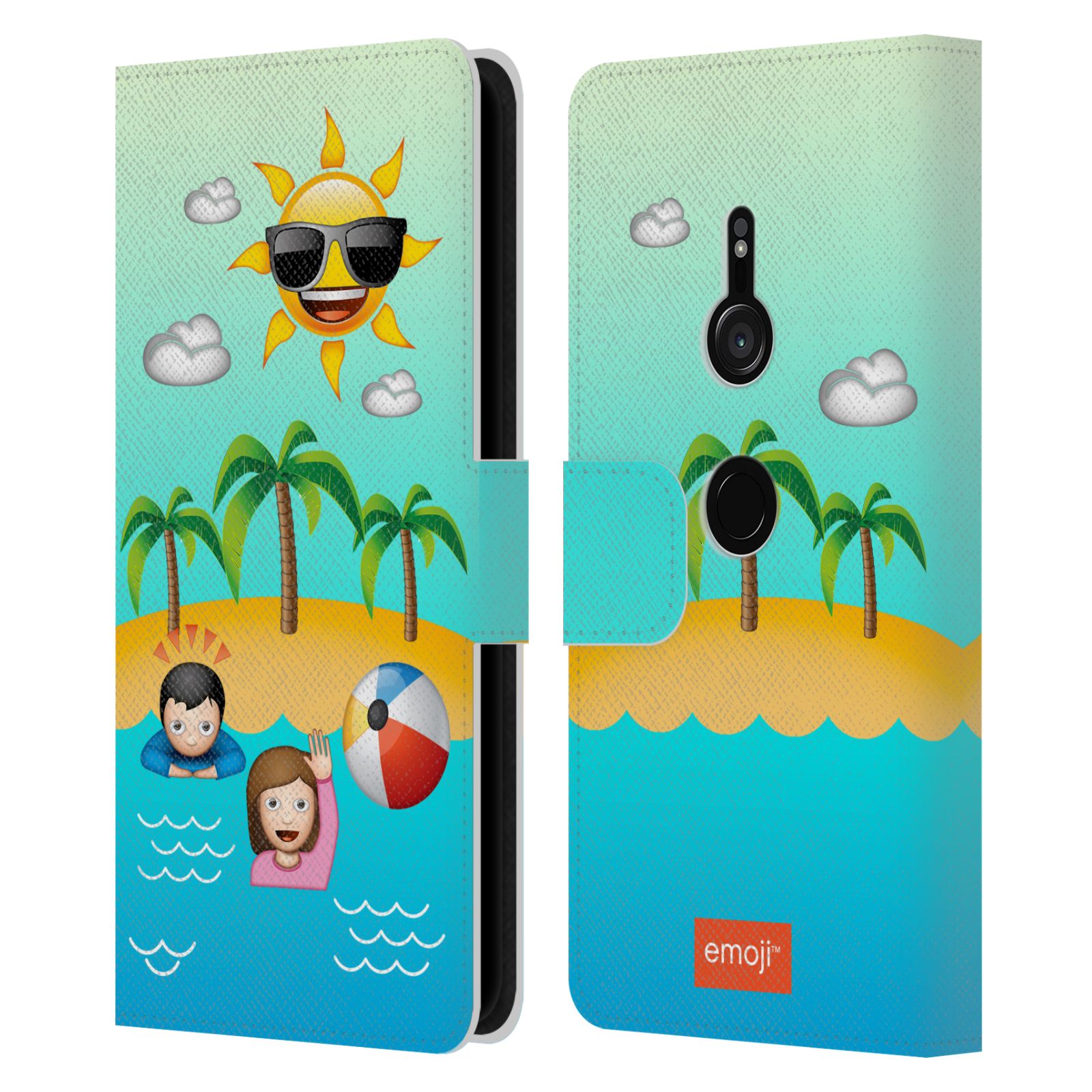 OFFICIAL emoji® HAPPY SUMMER LEATHER BOOK CASE FOR SONY PHONES 1 - Picture 7 of 16