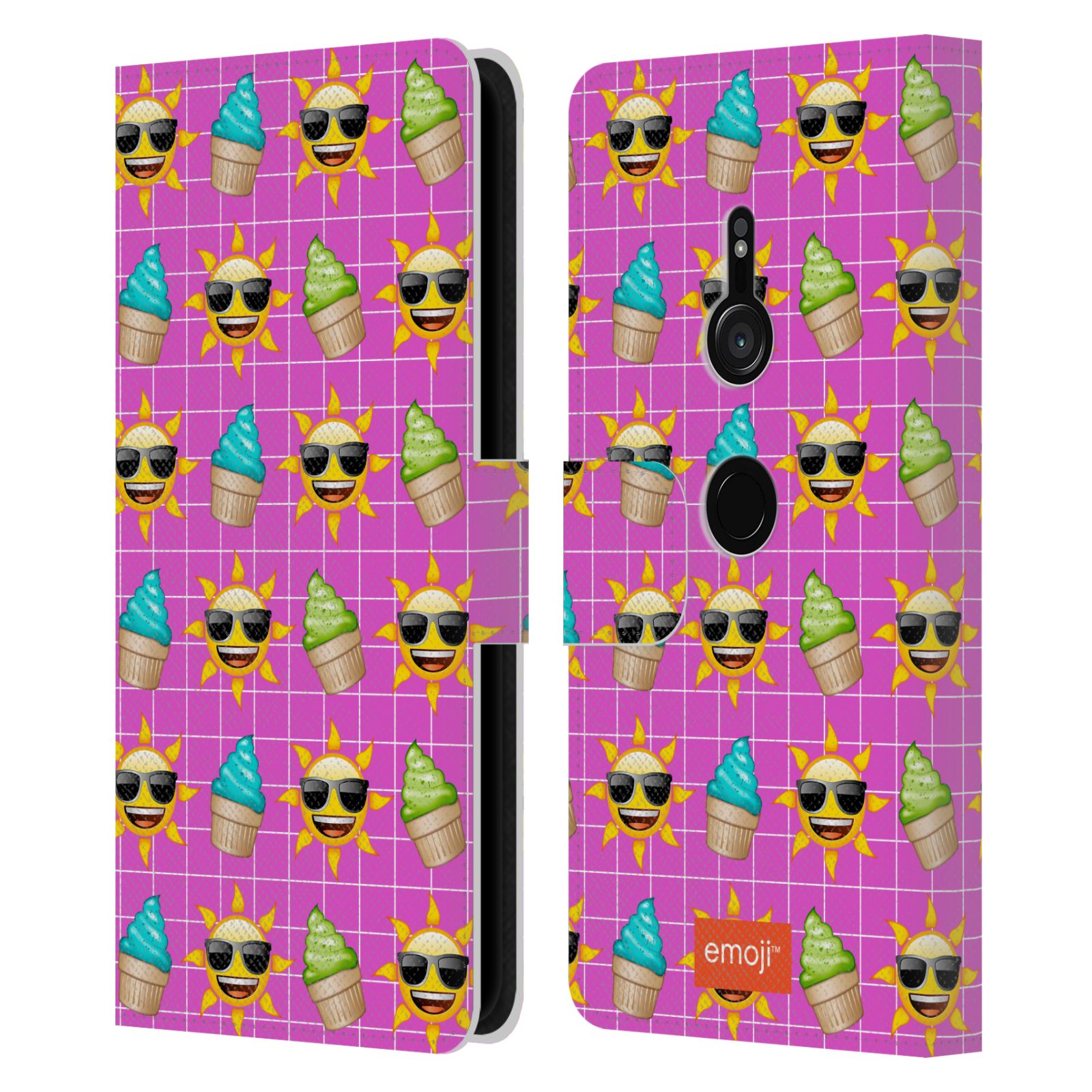 OFFICIAL emoji® HAPPY SUMMER LEATHER BOOK CASE FOR SONY PHONES 1 - Picture 9 of 16
