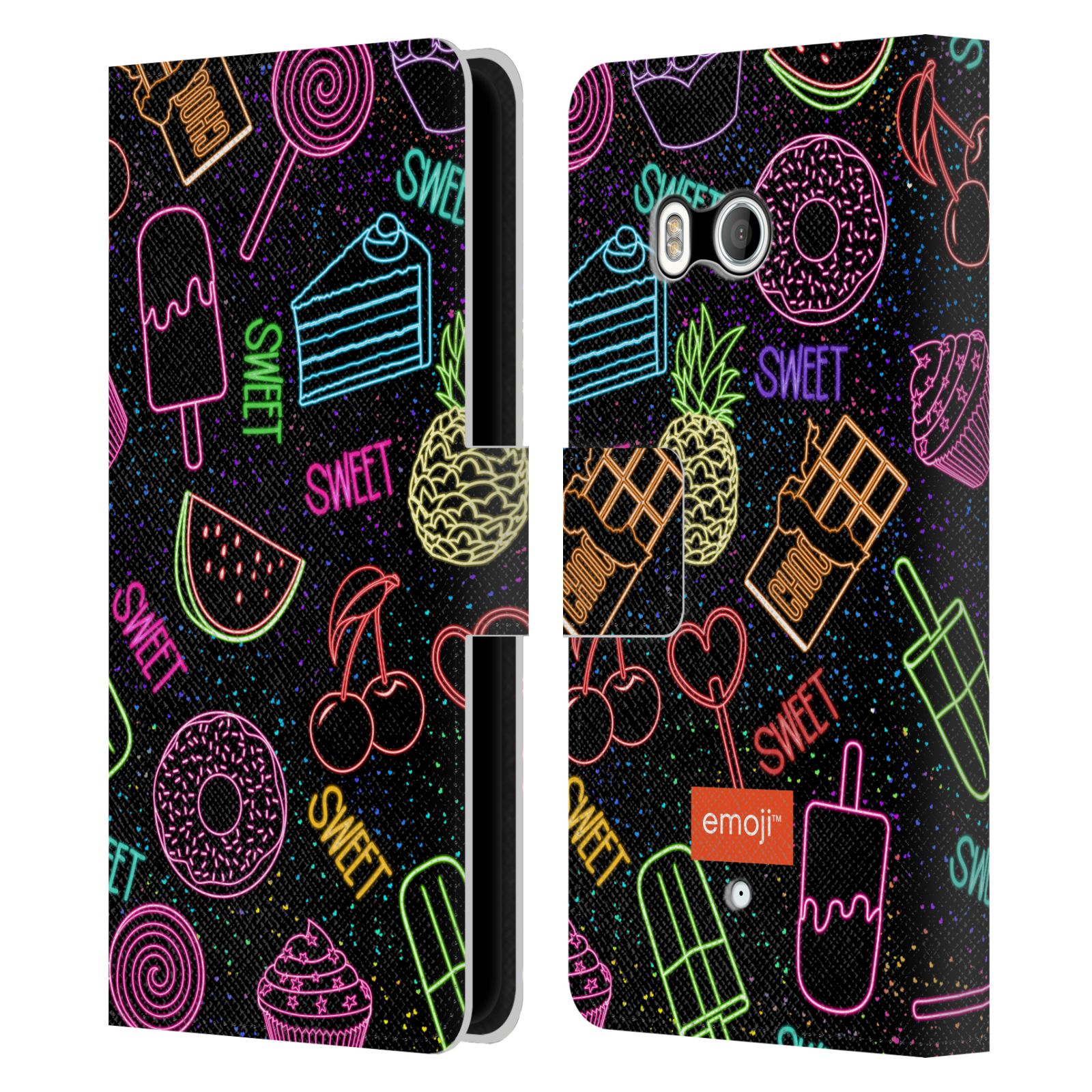 OFFICIAL emoji® NEON LEATHER BOOK WALLET CASE FOR HTC PHONES 1 - Picture 7 of 7