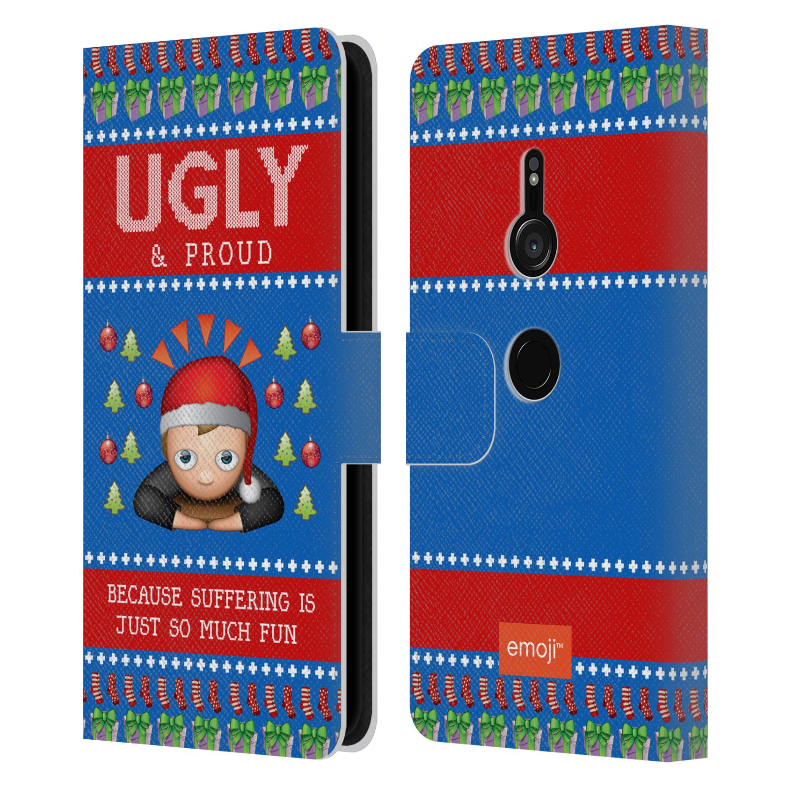 OFFICIAL emoji® UGLY CHRISTMAS LEATHER BOOK CASE FOR SONY PHONES 1 - Picture 13 of 16