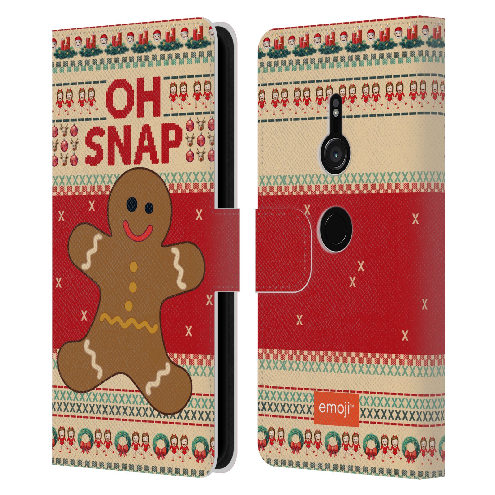 OFFICIAL emoji® UGLY CHRISTMAS LEATHER BOOK CASE FOR SONY PHONES 1 - Picture 7 of 16