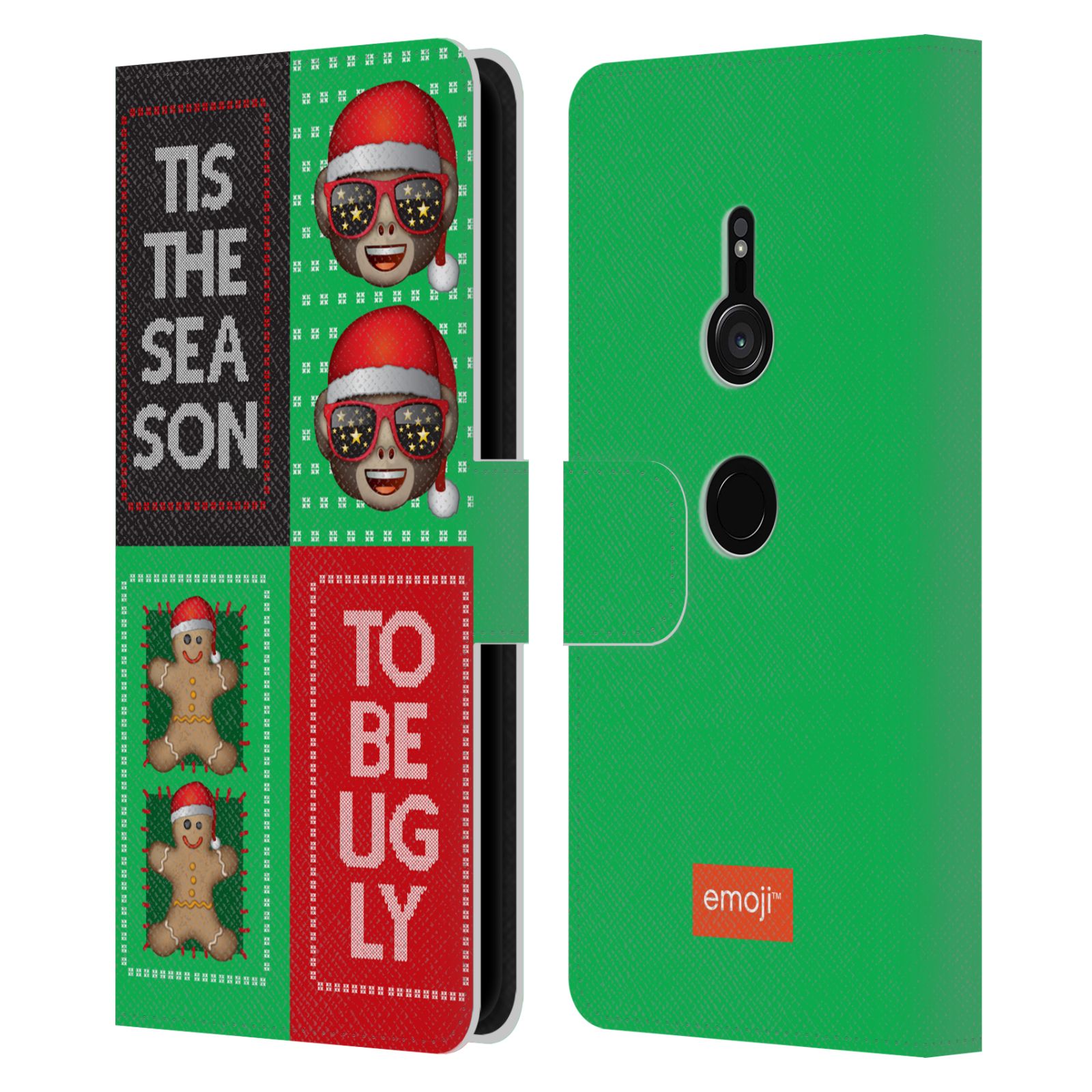 OFFICIAL emoji® UGLY CHRISTMAS LEATHER BOOK CASE FOR SONY PHONES 1 - Picture 8 of 16