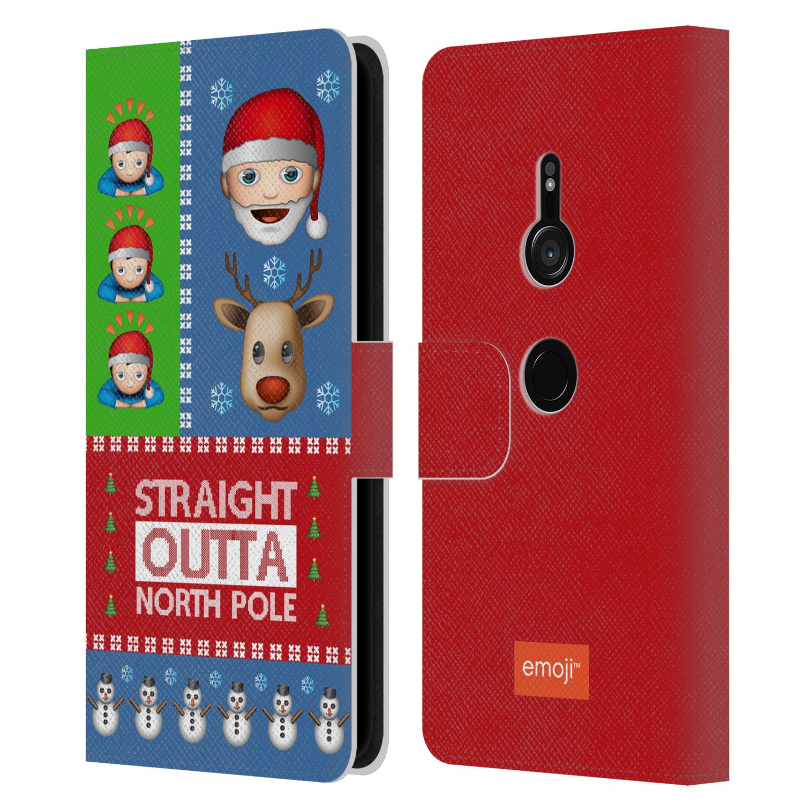 OFFICIAL emoji® UGLY CHRISTMAS LEATHER BOOK CASE FOR SONY PHONES 1 - Picture 9 of 16