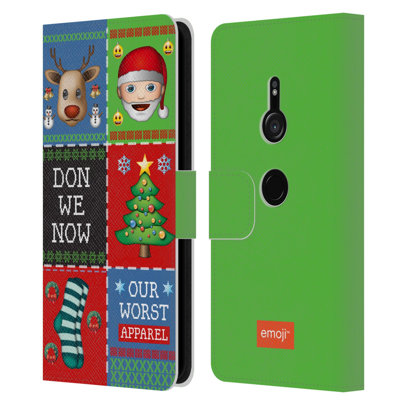 OFFICIAL emoji® UGLY CHRISTMAS LEATHER BOOK CASE FOR SONY PHONES 1 - Picture 10 of 16