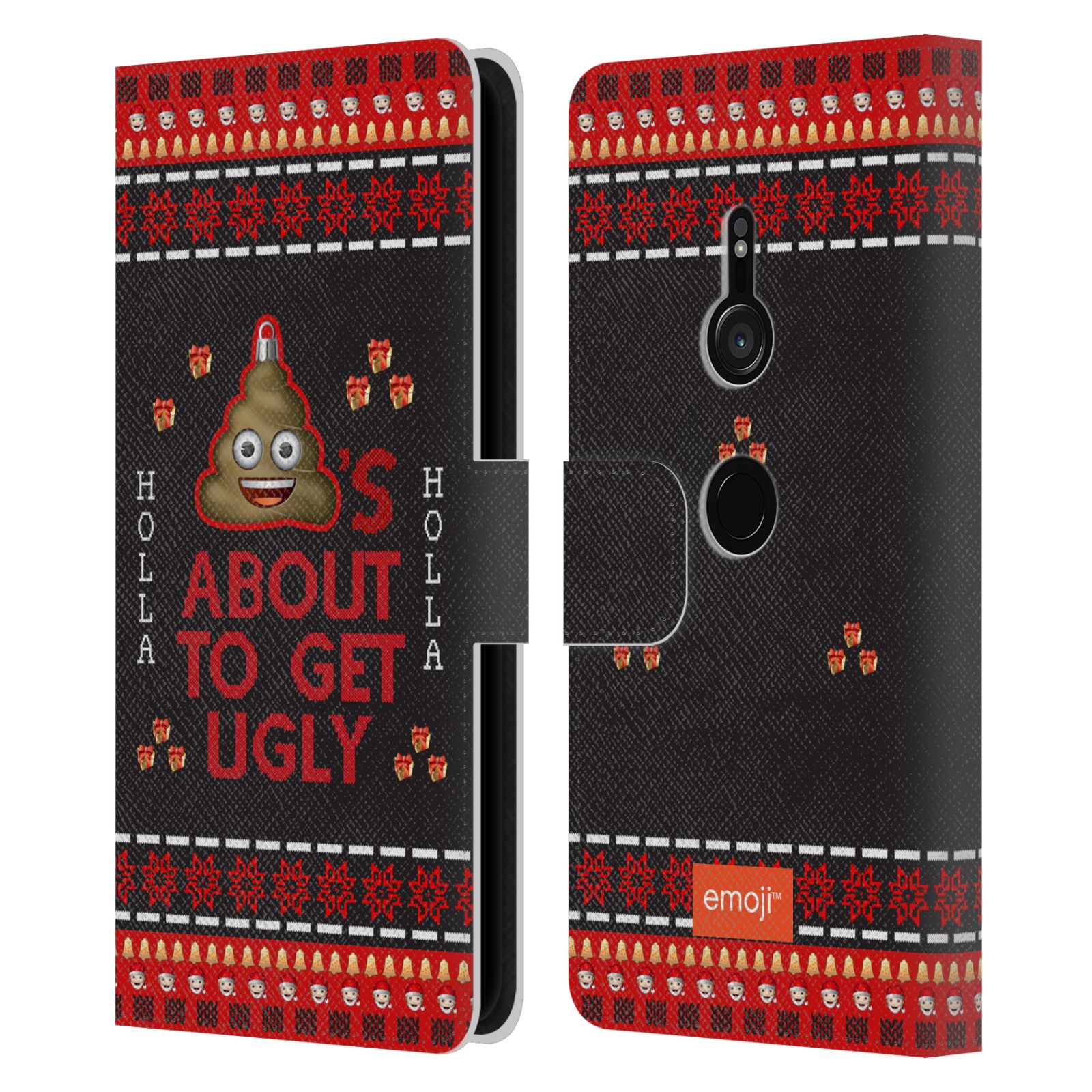 OFFICIAL emoji® UGLY CHRISTMAS LEATHER BOOK CASE FOR SONY PHONES 1 - Picture 11 of 16