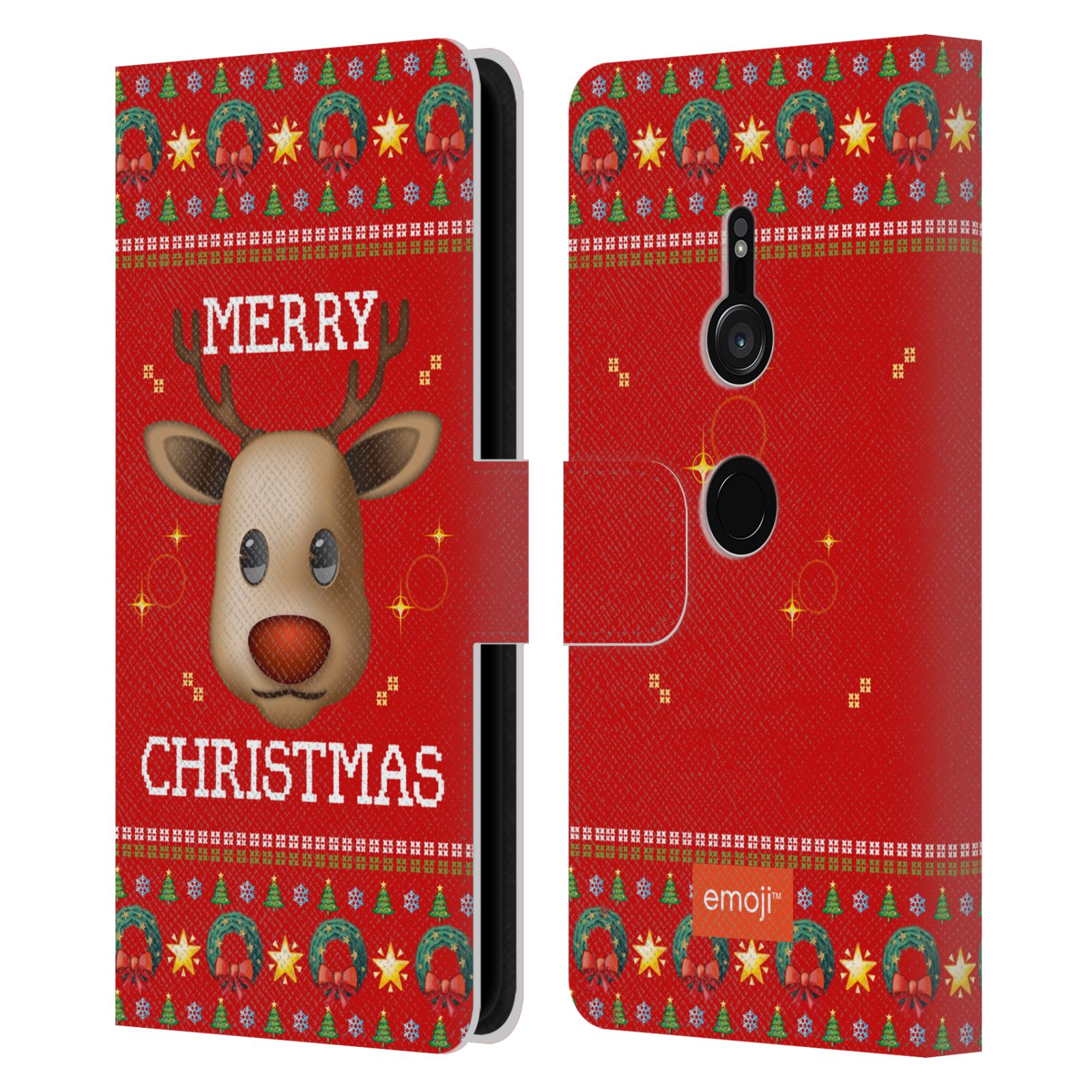 OFFICIAL emoji® UGLY CHRISTMAS LEATHER BOOK CASE FOR SONY PHONES 1 - Picture 12 of 16