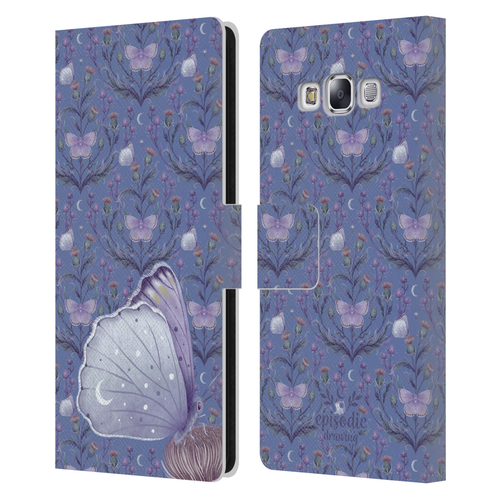 OFFICIAL EPISODIC DRAWING MOTH PATTERNS LEATHER BOOK CASE FOR SAMSUNG PHONES 3