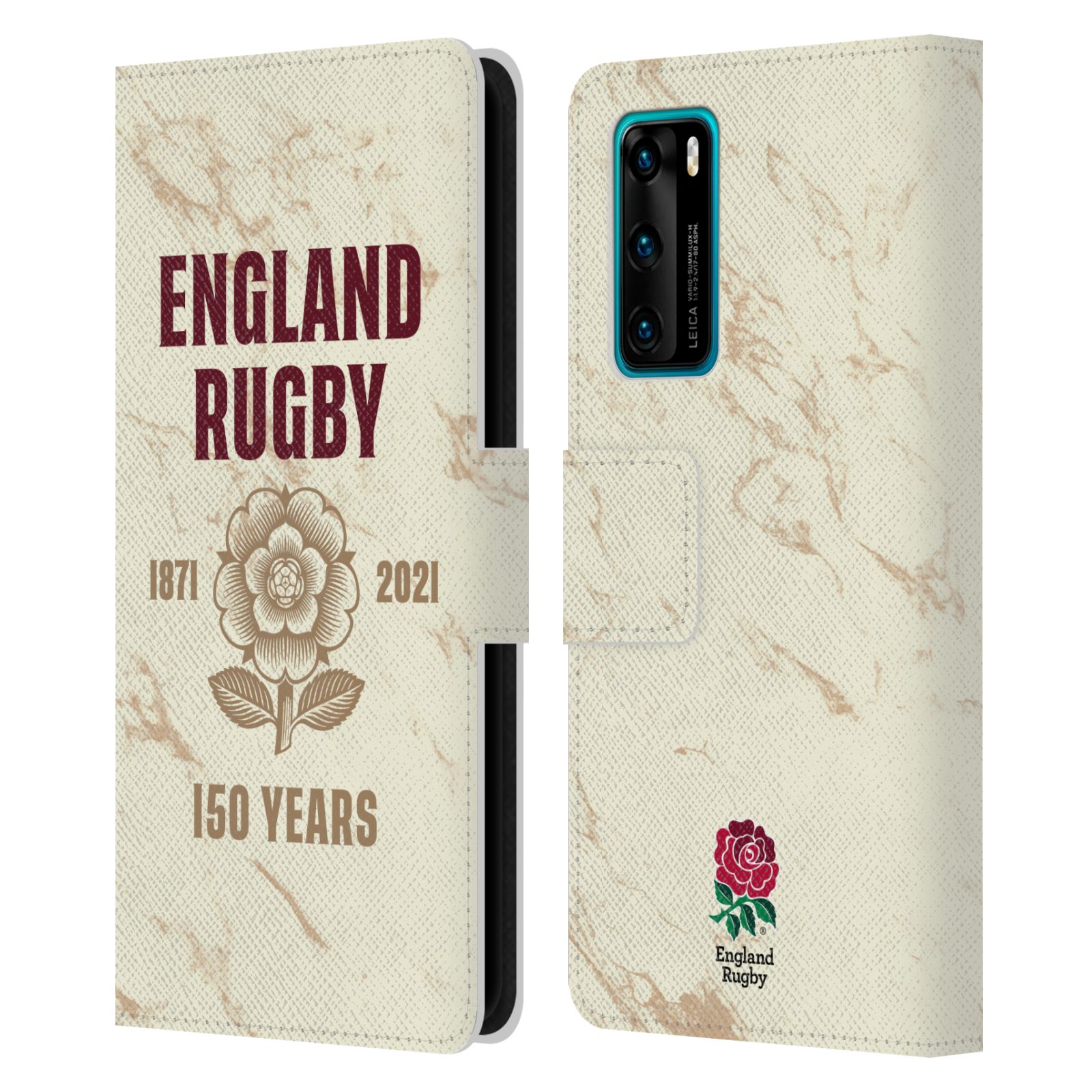 ENGLAND RUGBY UNION 150TH ANNIVERSARY LEATHER BOOK CASE FOR HUAWEI PHONES 4