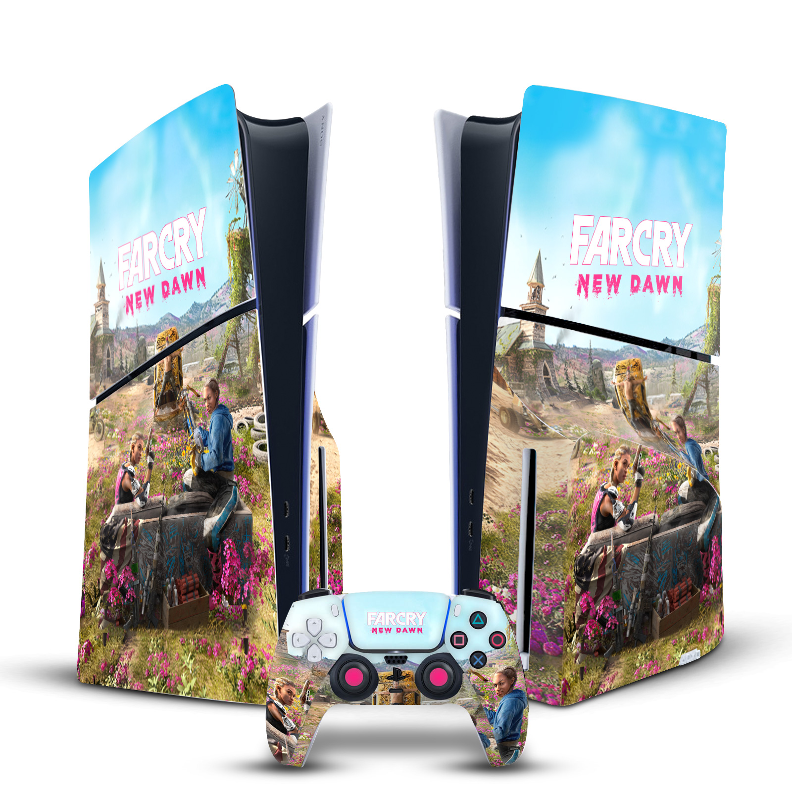 FAR CRY NEW DAWN KEY ART VINYL SKIN DECAL FOR PS5 SLIM DISC CONSOLE & CONTROLLER