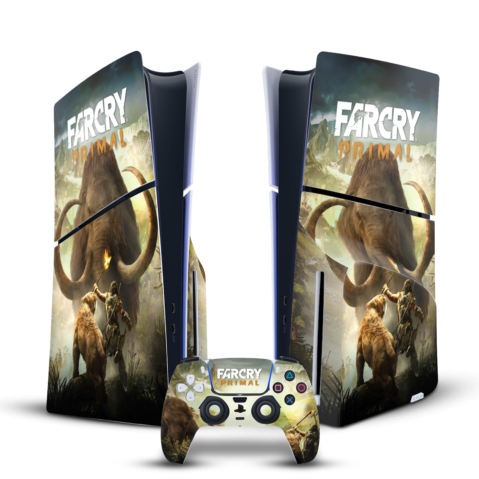 FAR CRY PRIMAL KEY ART VINYL SKIN DECAL FOR PS5 SLIM DISC CONSOLE & CONTROLLER