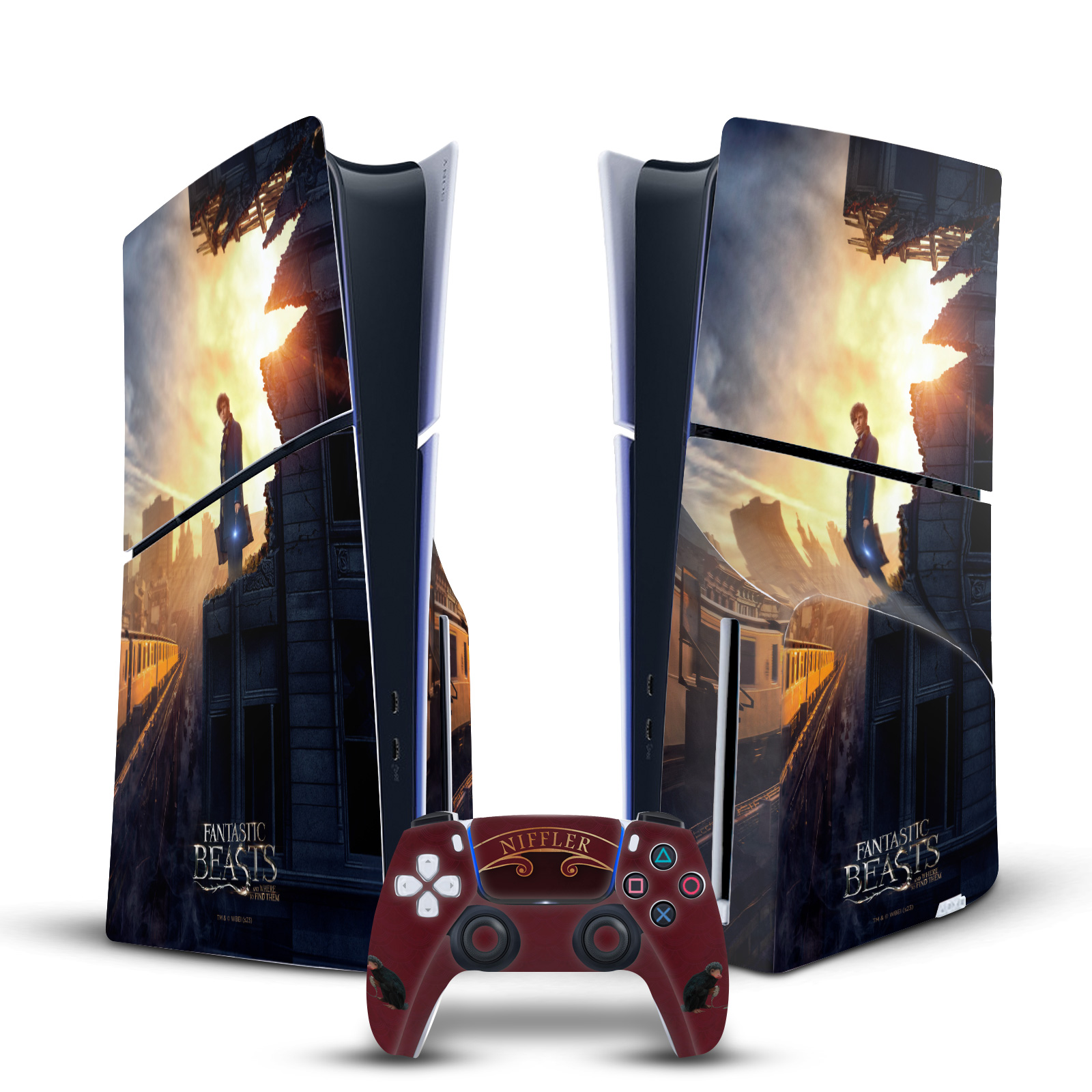 FANTASTIC BEASTS KEY ART AND BEASTS VINYL SKIN FOR SONY PS5 SLIM DISC BUNDLE