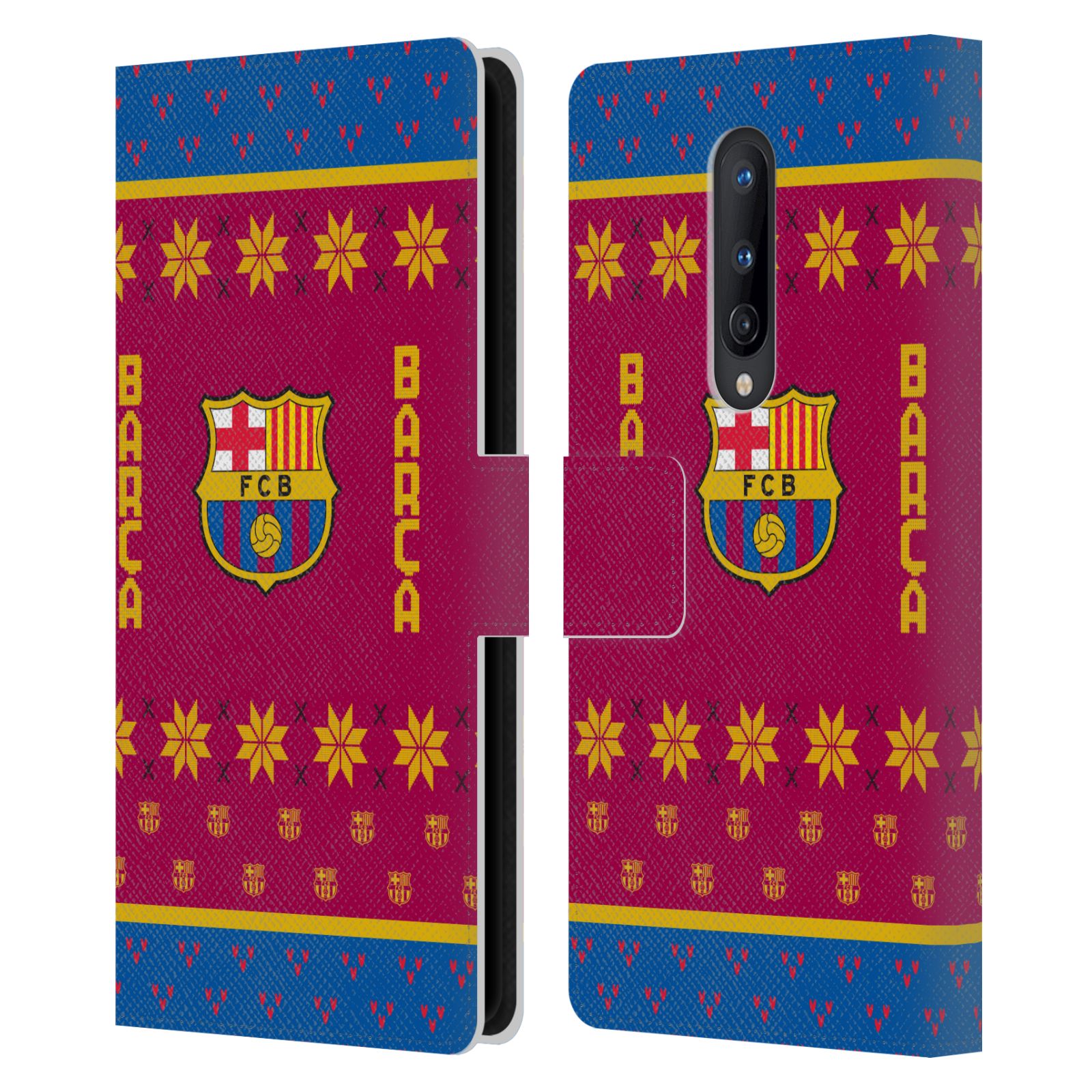 OFFICIAL FC BARCELONA CHRISTMAS JUMPER LEATHER BOOK CASE FOR ONEPLUS PHONES - Picture 8 of 8