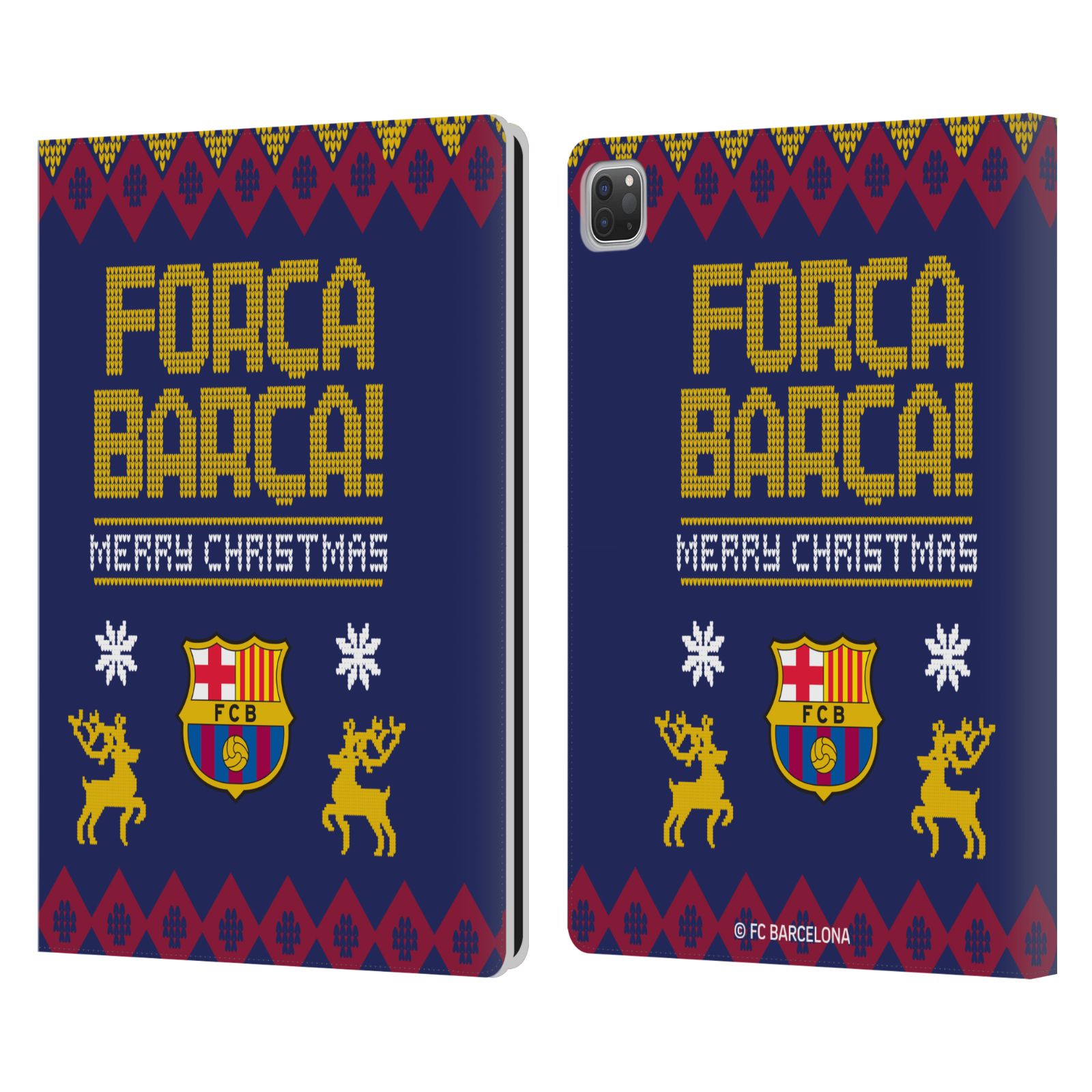 OFFICIAL FC BARCELONA CHRISTMAS JUMPER LEATHER BOOK WALLET CASE FOR APPLE iPAD - Picture 7 of 8