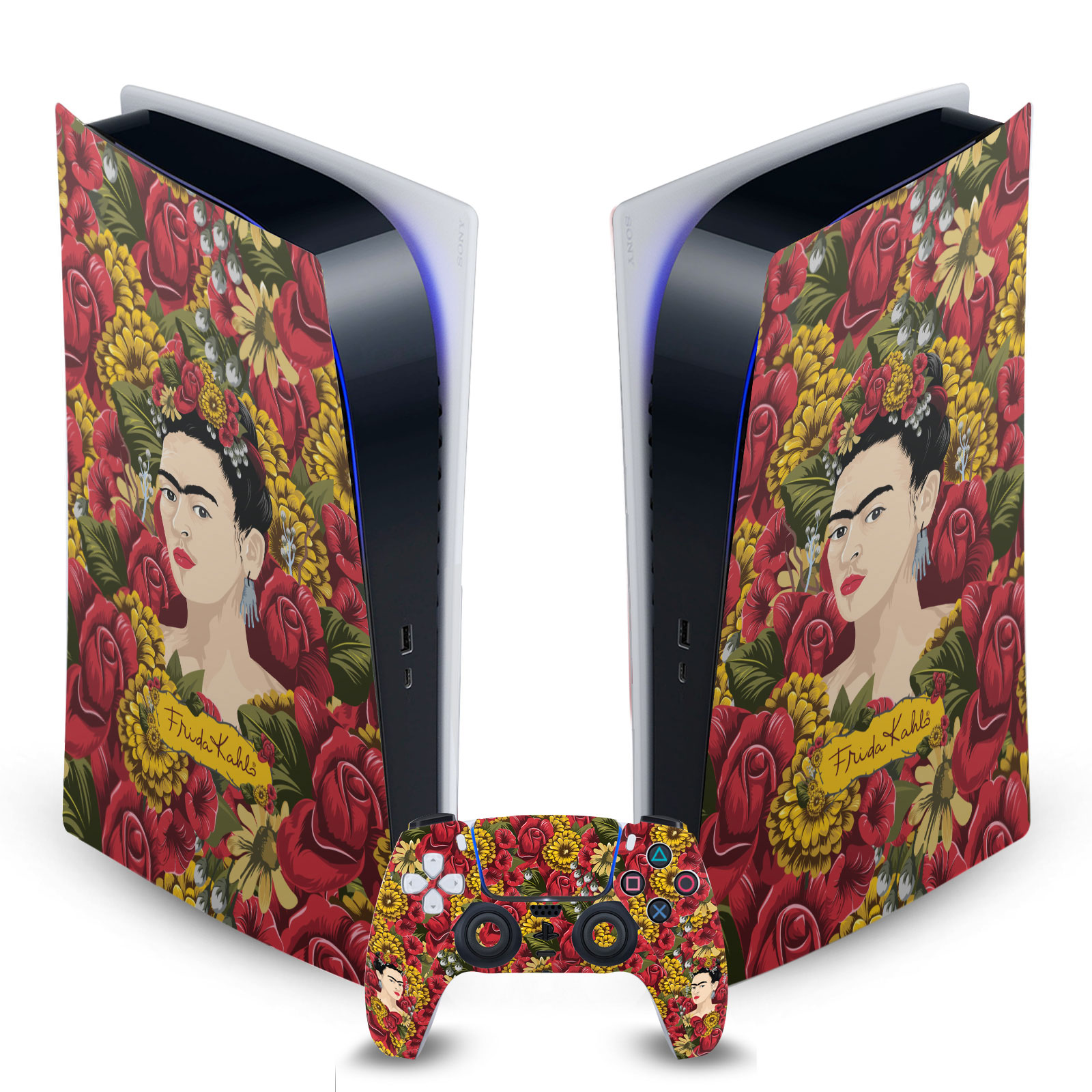 OFFICIAL FRIDA KAHLO FLORAL VINYL SKIN DECAL FOR SONY PS5 DIGITAL EDITION BUNDLE