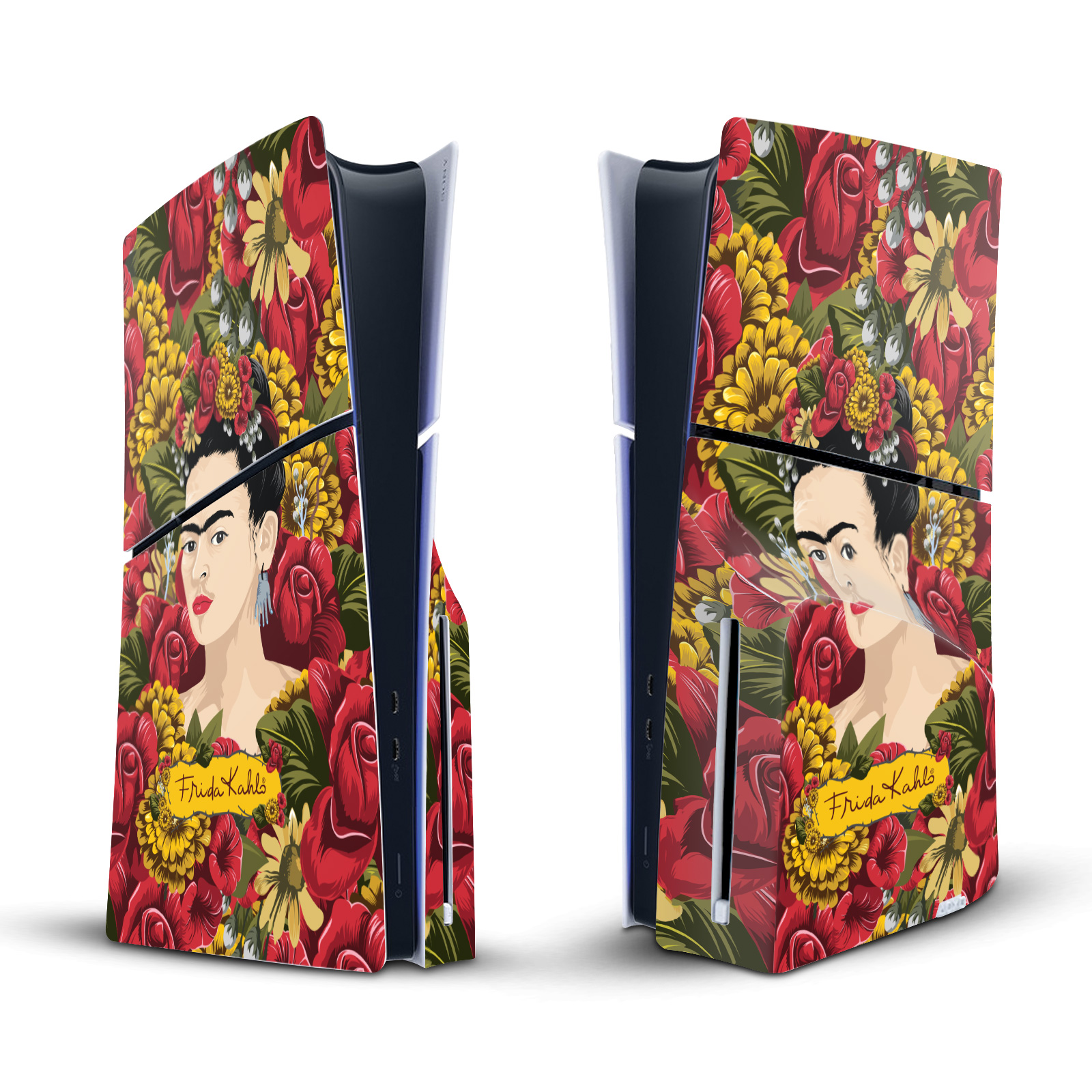 FRIDA KAHLO FLORAL VINYL SKIN DECAL FOR SONY PS5 SLIM DISC EDITION CONSOLE