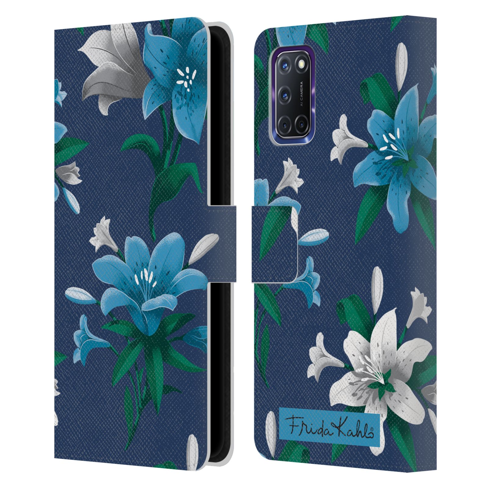 OFFIZIELLE FRIDA KAHLO BLUMEN BRIEFTASCHE HÜLLE HUELLE AUS LEDER FÜR OPPO HANDYS - Bild 7 von 14