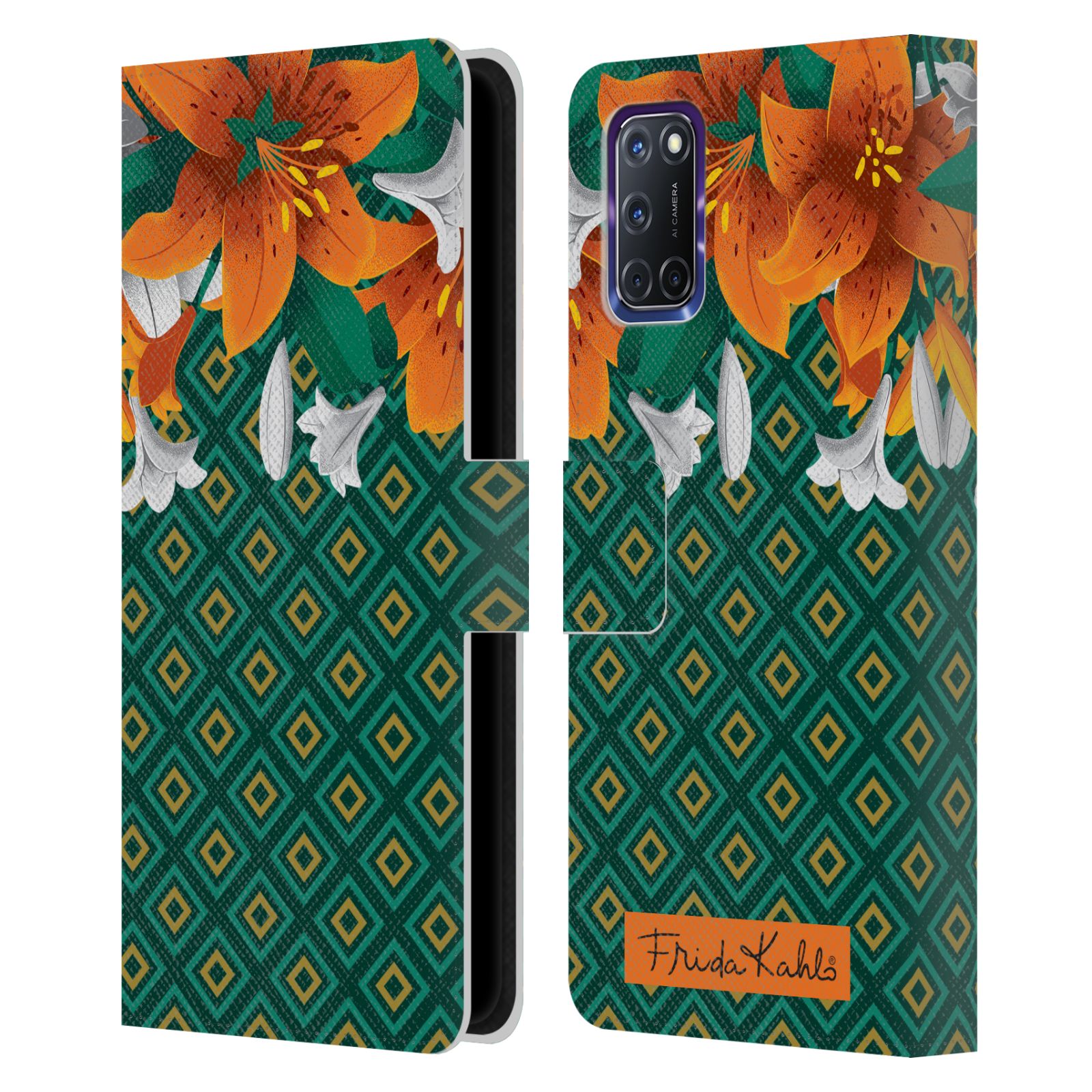 OFFIZIELLE FRIDA KAHLO BLUMEN BRIEFTASCHE HÜLLE HUELLE AUS LEDER FÜR OPPO HANDYS - Bild 9 von 14