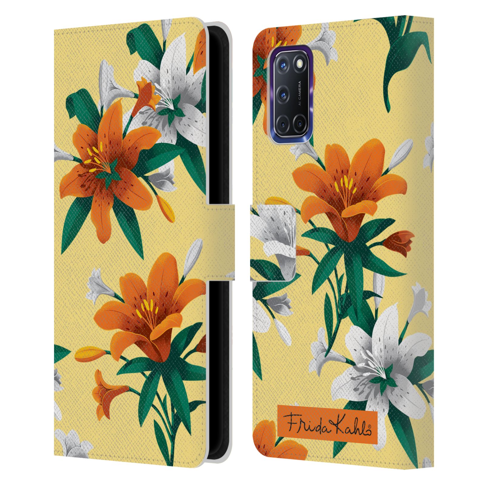 OFFIZIELLE FRIDA KAHLO BLUMEN BRIEFTASCHE HÜLLE HUELLE AUS LEDER FÜR OPPO HANDYS - Bild 10 von 14