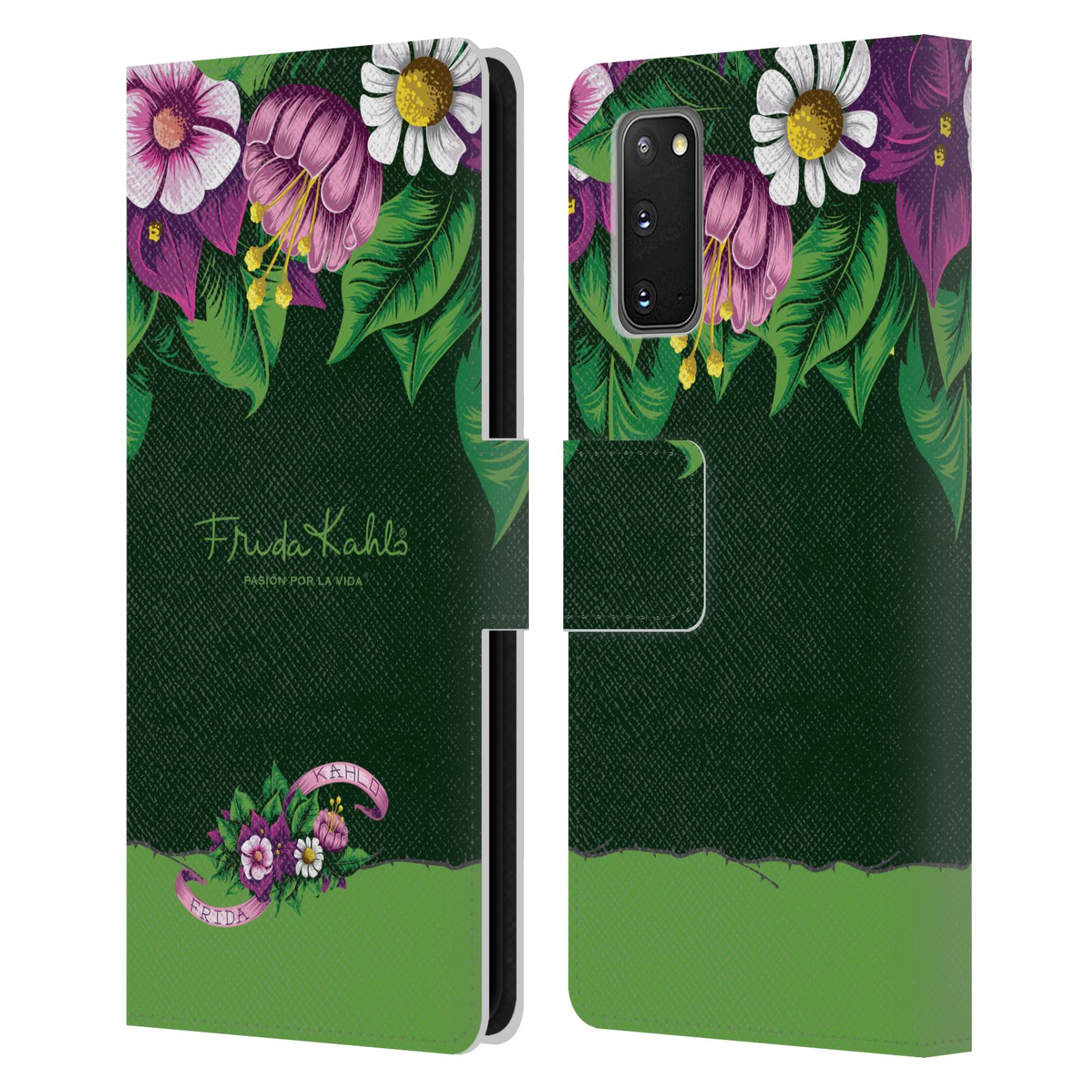 OFFICIËLE FRIDA KAHLO PAARSE BLOEMEN LEDEREN BOOK COVER VOOR SAMSUNG TELEFOONS 1 - Afbeelding 7 van 13