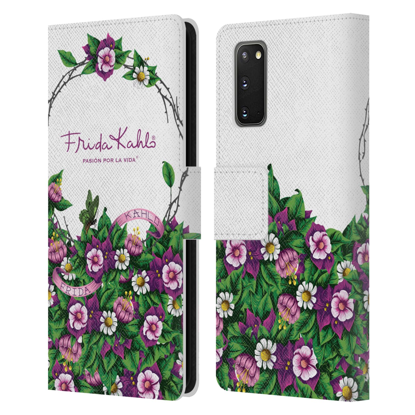 OFFICIËLE FRIDA KAHLO PAARSE BLOEMEN LEDEREN BOOK COVER VOOR SAMSUNG TELEFOONS 1 - Afbeelding 11 van 13