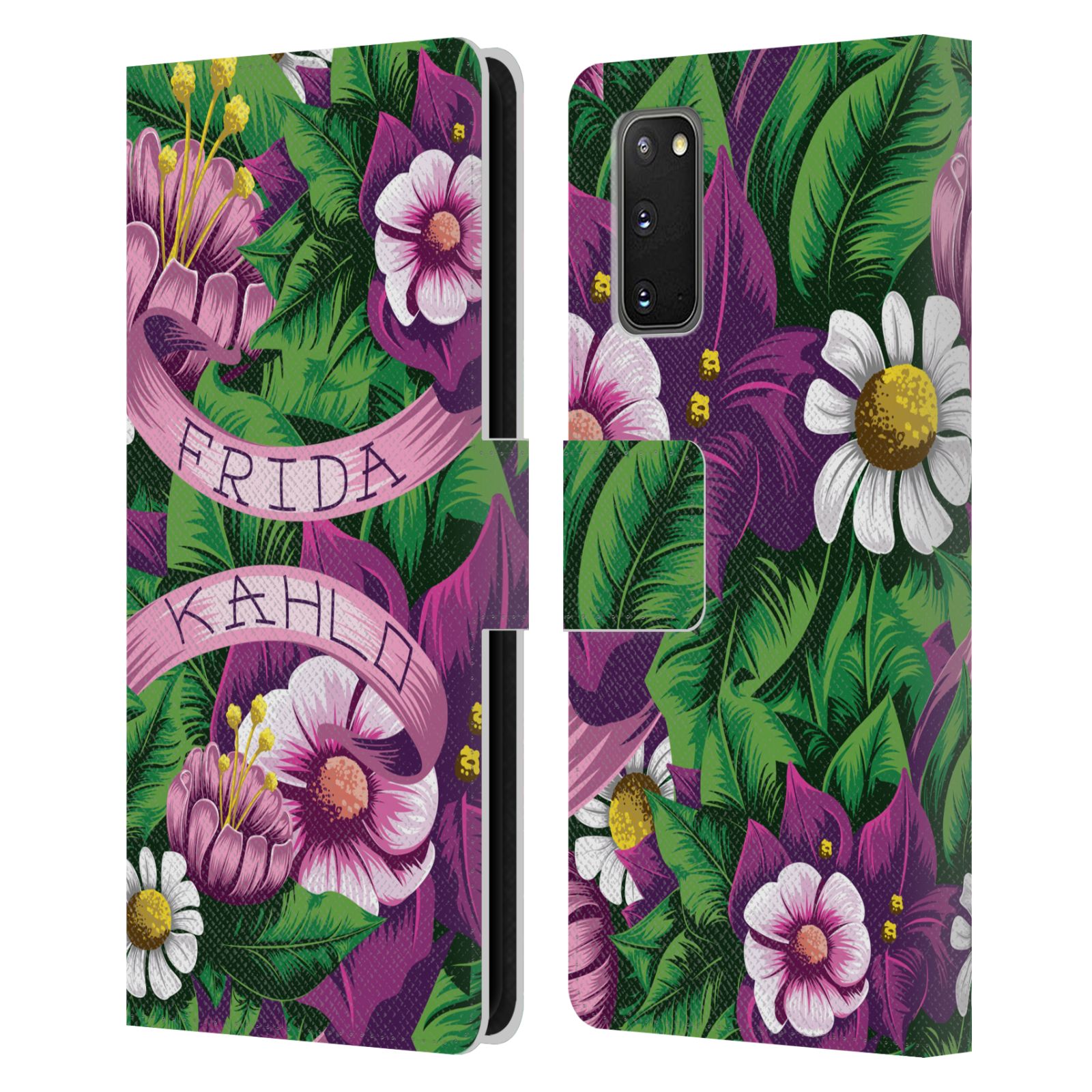 OFFICIËLE FRIDA KAHLO PAARSE BLOEMEN LEDEREN BOOK COVER VOOR SAMSUNG TELEFOONS 1 - Afbeelding 8 van 13