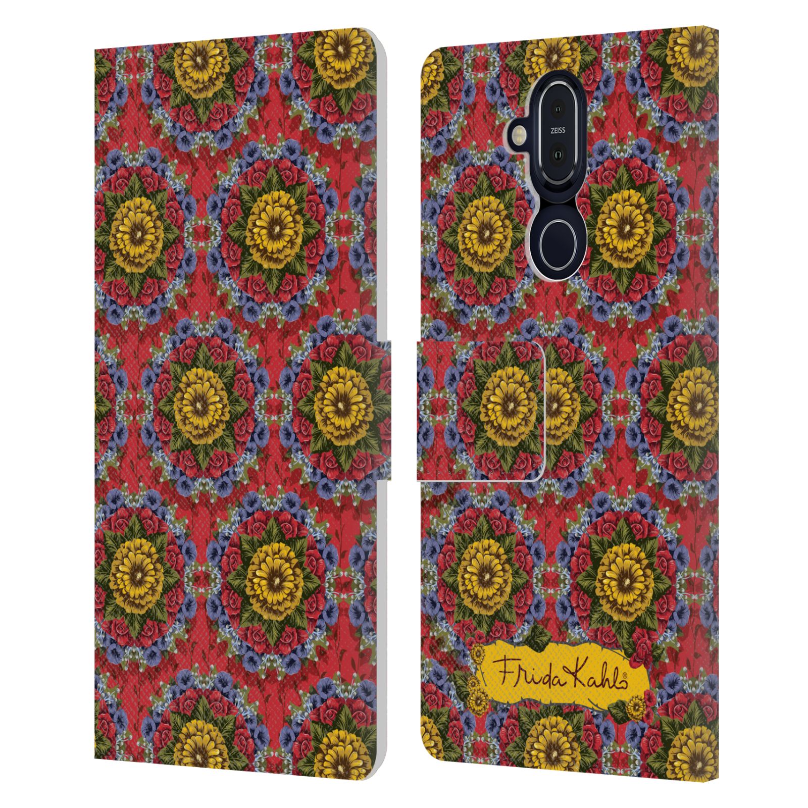 OFFICIAL FRIDA KAHLO RED FLORALS LEATHER BOOK CASE FOR MICROSOFT NOKIA PHONES - Picture 11 of 16