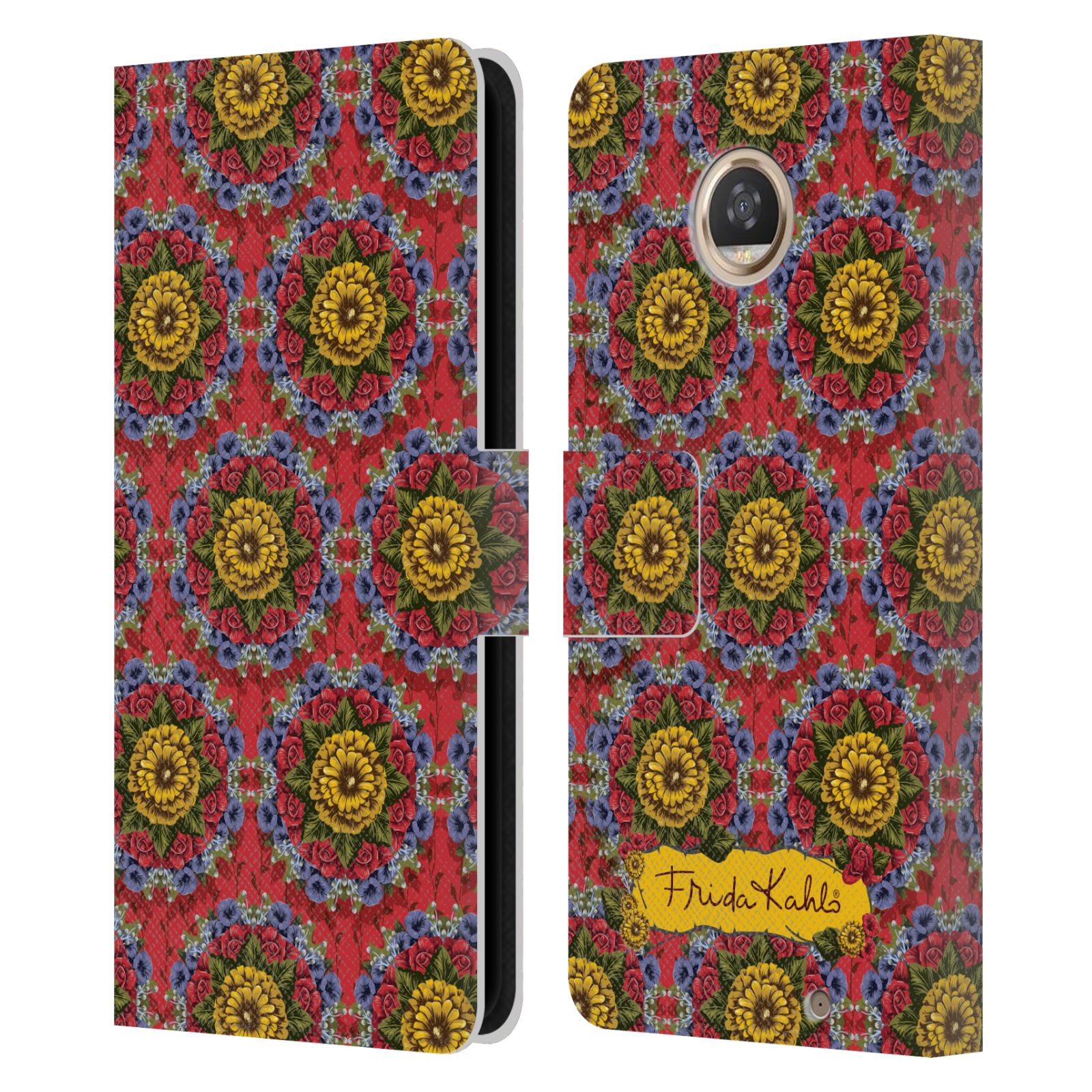 FUNDA BILLETERA OFICIAL FRIDA KAHLO ROJO FLORES DE CUERO LIBRO PARA TELÉFONOS MOTOROLA - Imagen 11 de 16