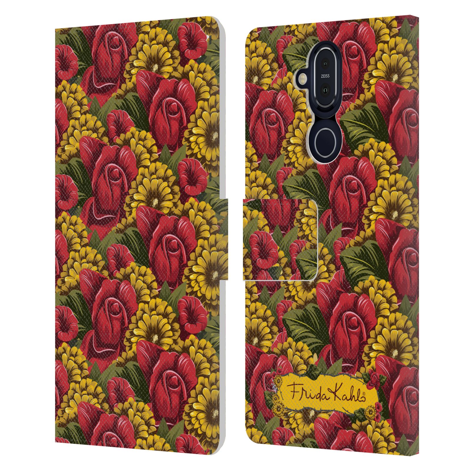 OFFICIAL FRIDA KAHLO RED FLORALS LEATHER BOOK CASE FOR MICROSOFT NOKIA PHONES - Picture 12 of 16