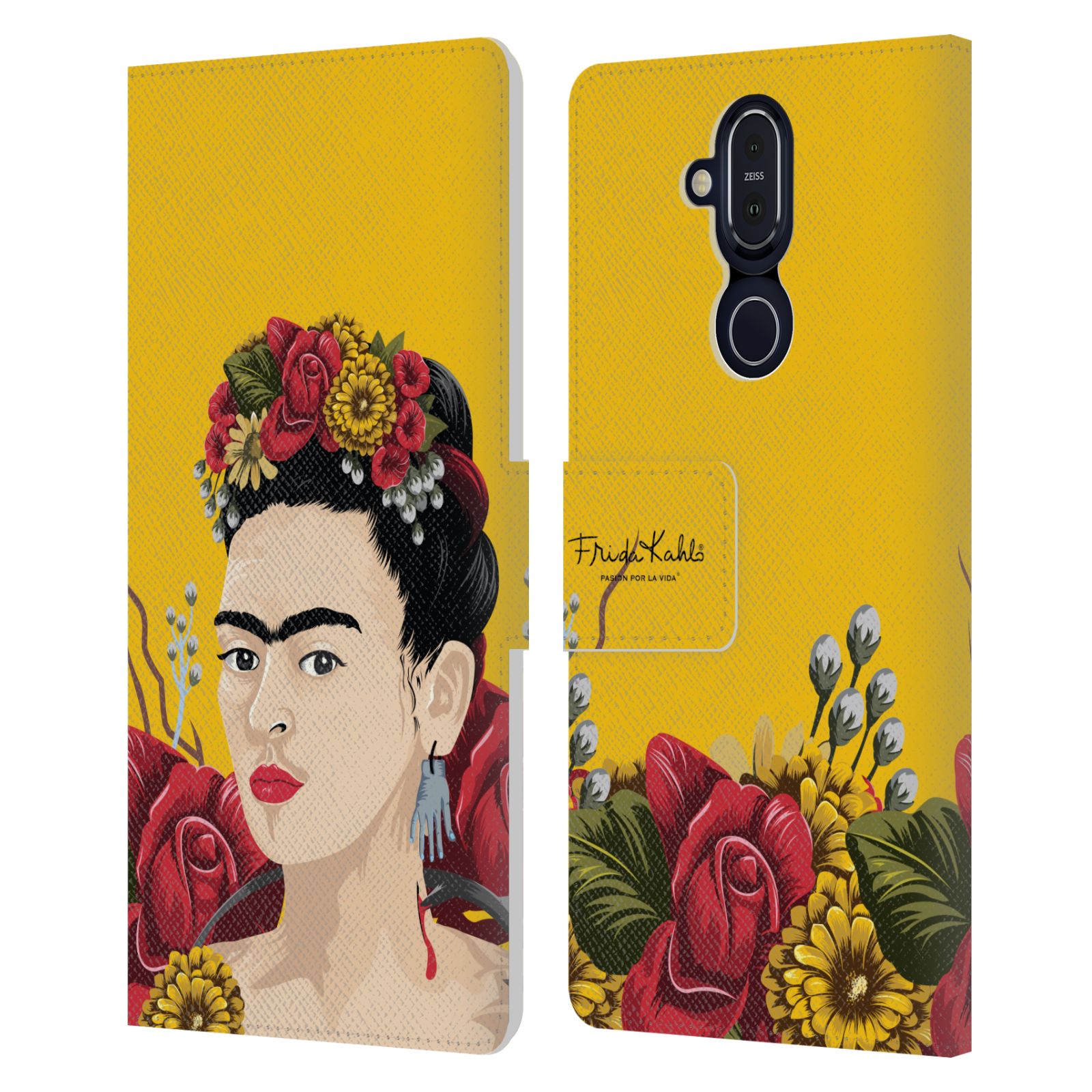 OFFICIAL FRIDA KAHLO RED FLORALS LEATHER BOOK CASE FOR MICROSOFT NOKIA PHONES - Picture 13 of 16