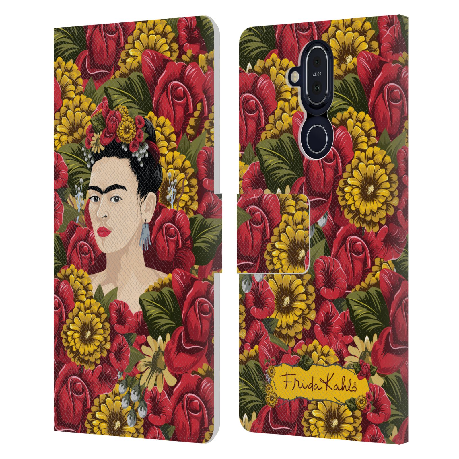 OFFICIAL FRIDA KAHLO RED FLORALS LEATHER BOOK CASE FOR MICROSOFT NOKIA PHONES - Picture 14 of 16