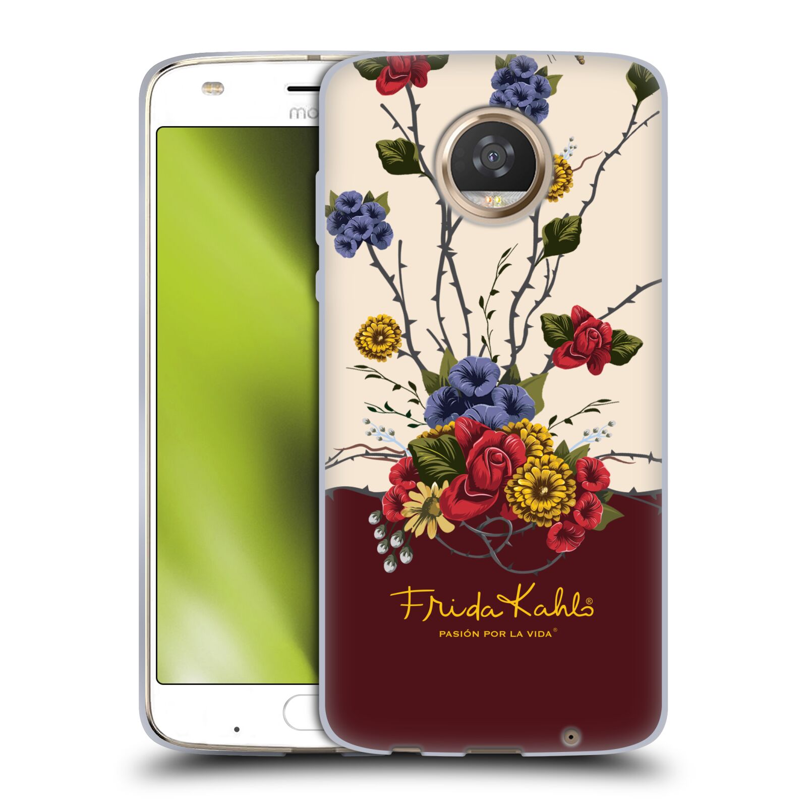 FUNDA GEL SUAVE FLORAL ROJA OFICIAL FRIDA KAHLO PARA TELÉFONOS MOTOROLA 2 - Imagen 8 de 8