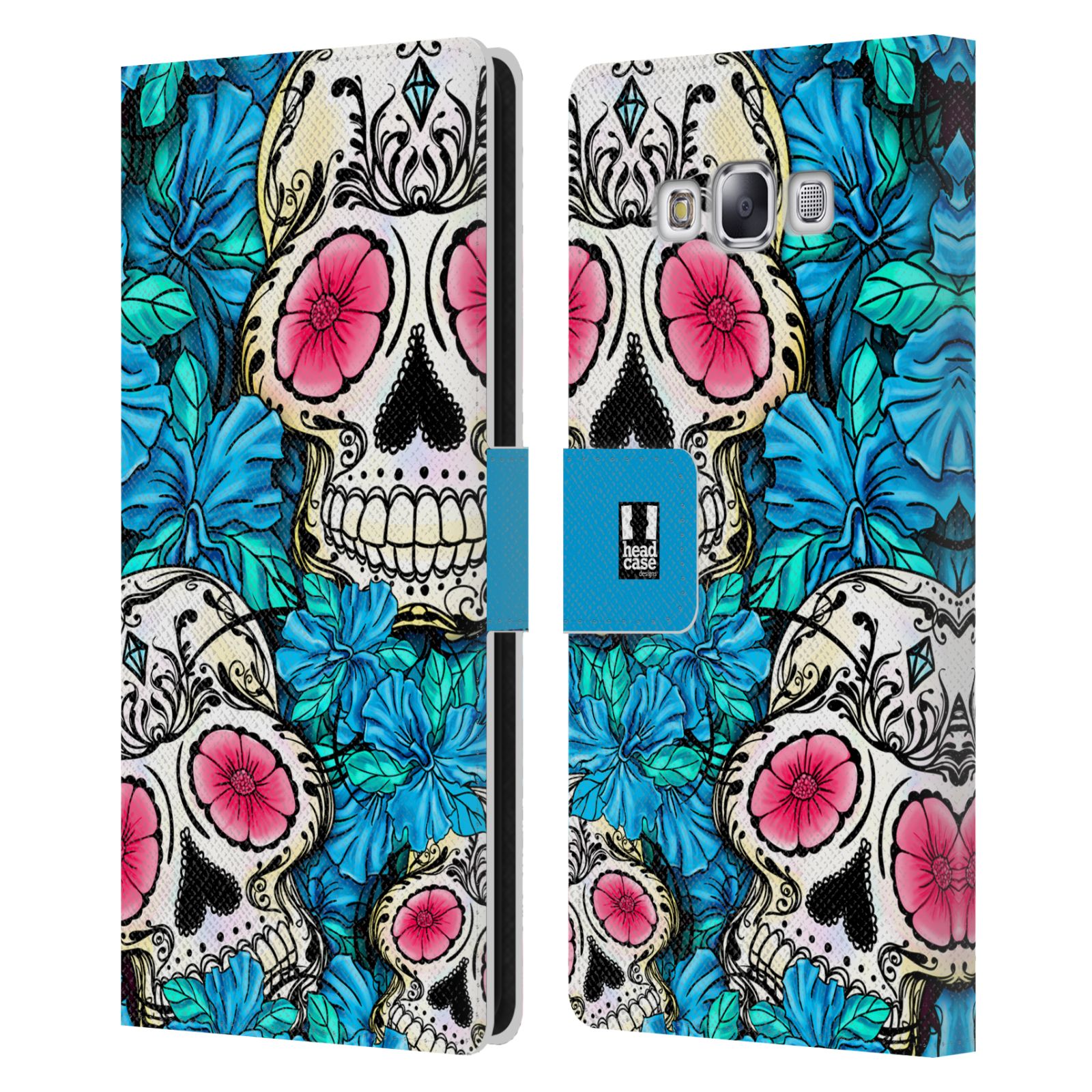 HEAD CASE DESIGNS FLORID OF SKULLS LEATHER BOOK CASE FOR SAMSUNG PHONES 3 - 第 7/11 張圖片