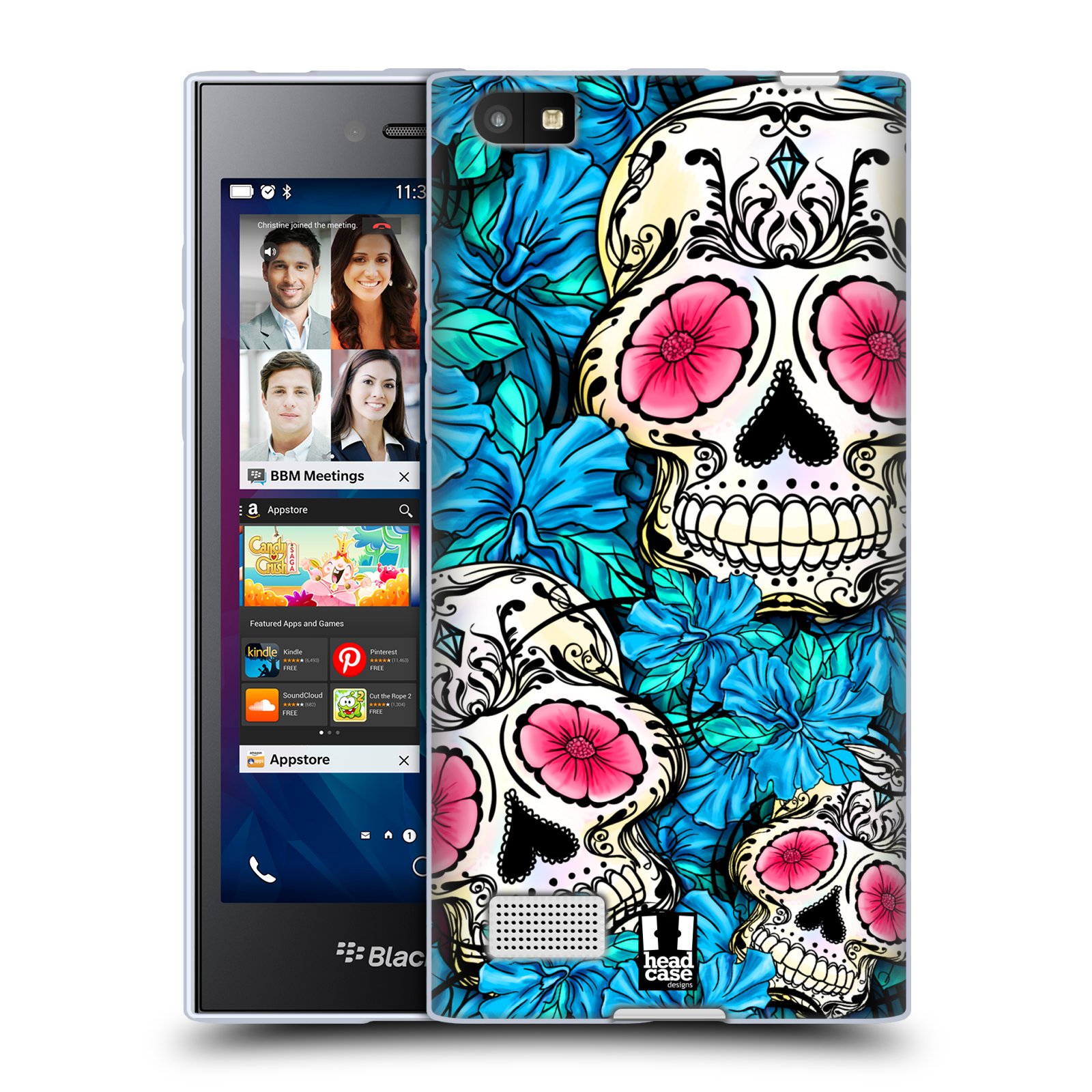 HEAD CASE DESIGNS FLORID OF SKULLS GEL CASE & WALLPAPER FOR BLACKBERRY PHONES - Picture 9 of 13