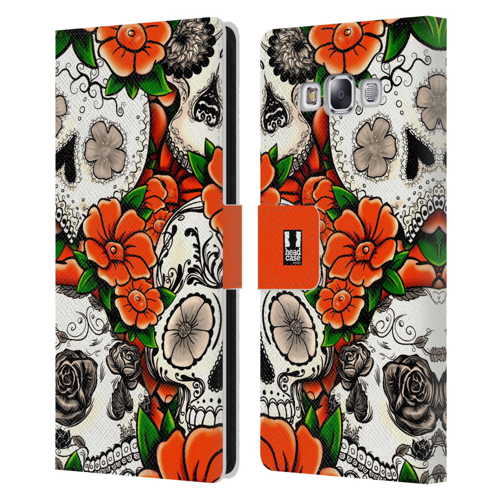 HEAD CASE DESIGNS FLORID OF SKULLS LEATHER BOOK CASE FOR SAMSUNG PHONES 3 - 第 9/11 張圖片