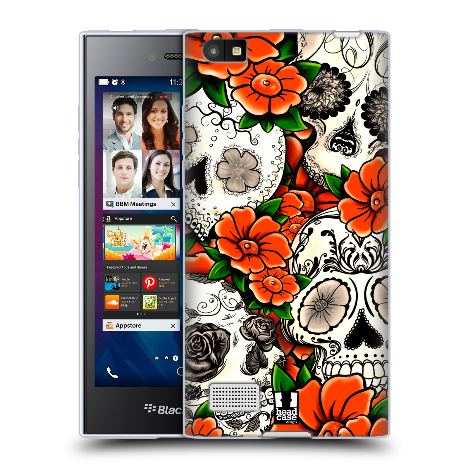 HEAD CASE DESIGNS FLORID OF SKULLS GEL CASE & WALLPAPER FOR BLACKBERRY PHONES - Picture 11 of 13