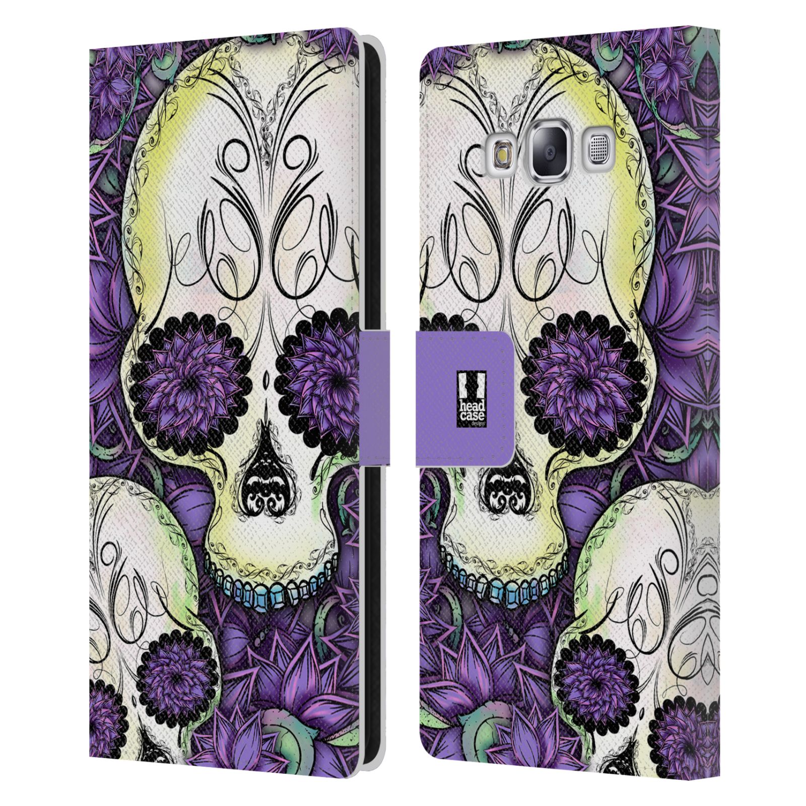 HEAD CASE DESIGNS FLORID OF SKULLS LEATHER BOOK CASE FOR SAMSUNG PHONES 3 - 第 11/11 張圖片