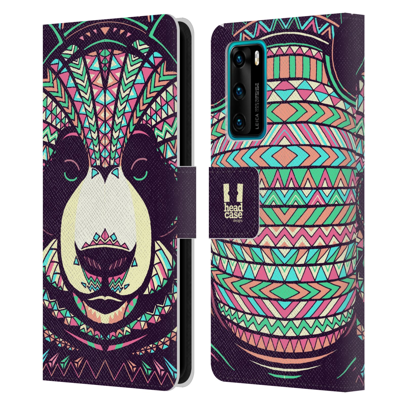 HEAD CASE DESIGNS AZTEC ANIMAL FACES LEATHER BOOK CASE FOR HUAWEI PHONES 4 - Picture 7 of 7
