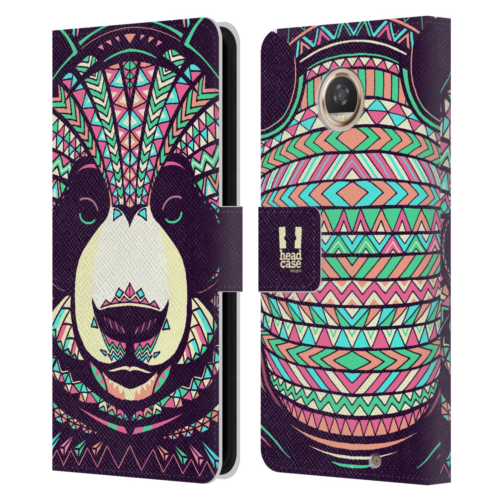 HEAD CASE DESIGNS AZTEC ANIMAL FACES LEATHER BOOK CASE FOR MOTOROLA PHONES - Picture 12 of 16