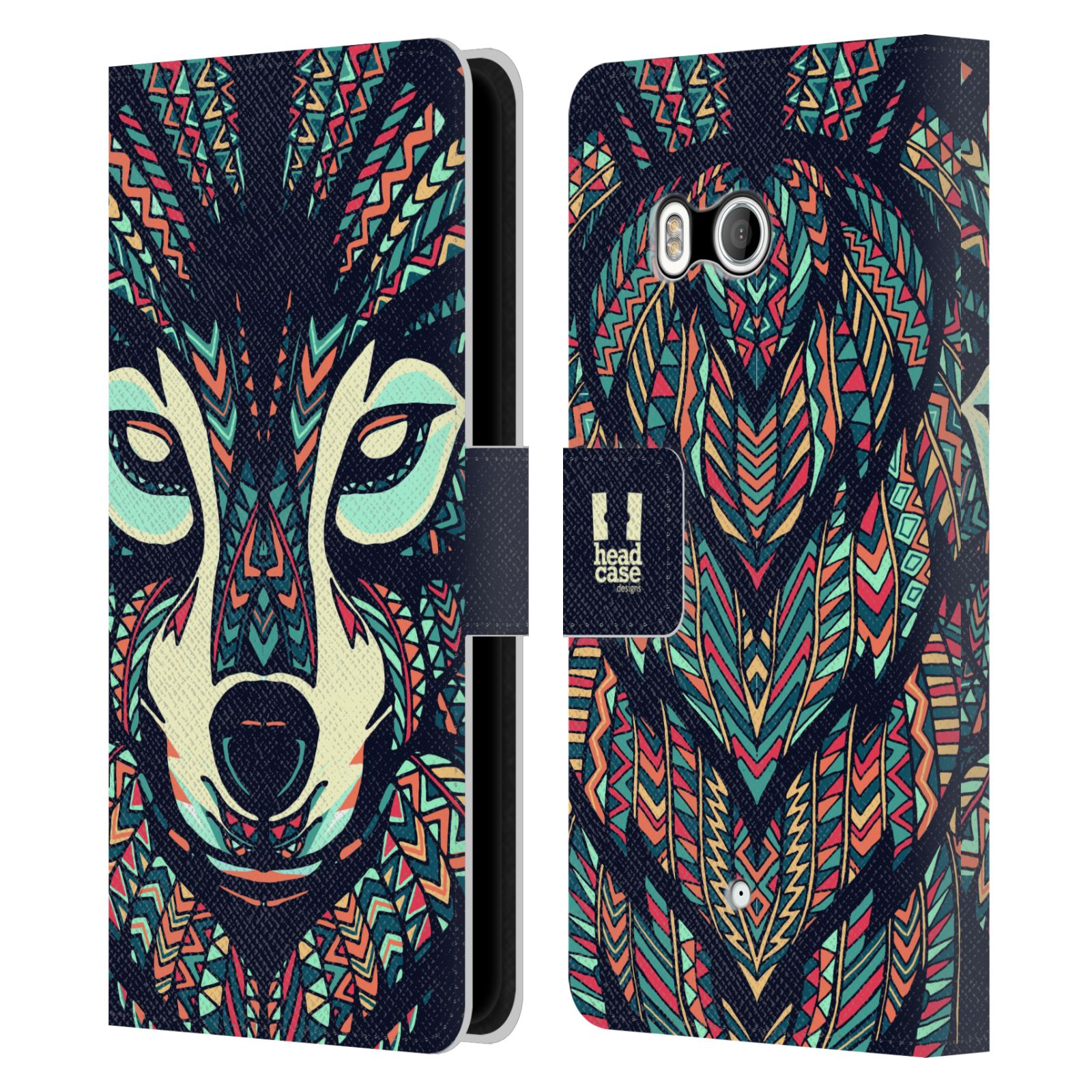 FUNDA BILLETERA HEAD CASE DESIGNS CON CARAS DE ANIMALES AZTECAS PARA TELÉFONOS HTC 1 - Imagen 7 de 7