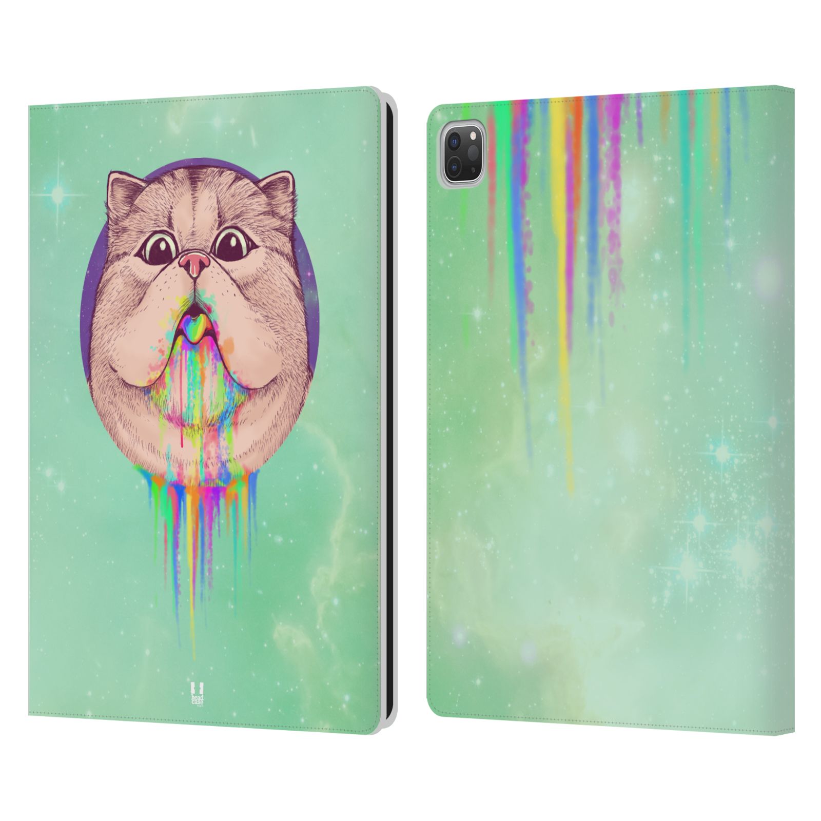 HEAD CASE DESIGNS RAINBOW PUKE LEATHER BOOK WALLET CASE COVER FOR APPLE iPAD - Picture 10 of 16